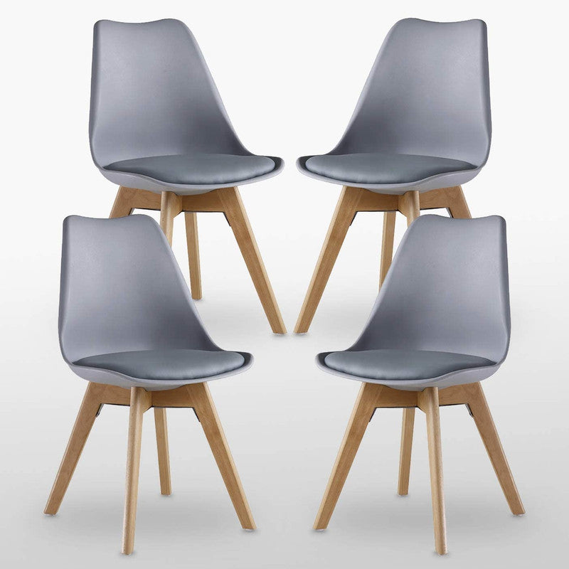 5PCs Dining Set - a Black Halo Dining Table & Set of 4 Lorenzo Tulip chairs with Padded Seat PN Home
