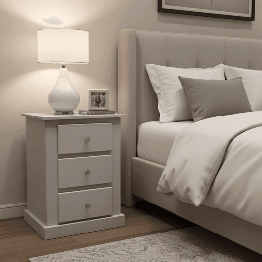 Aylesbury Mid Oak 3 Drawer Bedside Cabinet – Solid FSC-Certified Wood, Assembled UK Beds Direct ltd