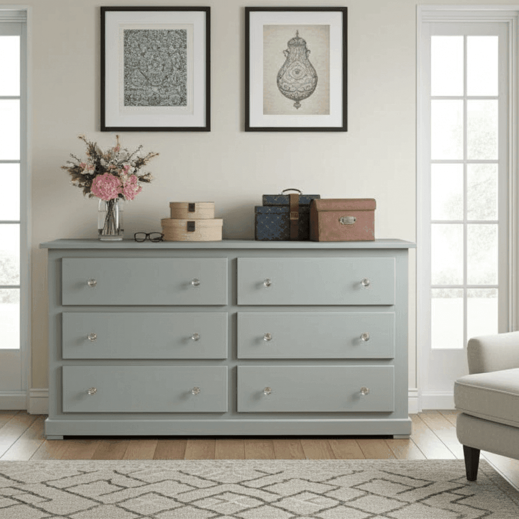 Solid Pine Wooden Wardrobe with 3+3 Drawers – White Wooden Bedroom Storage | UK Beds Direct UK Beds Direct ltd