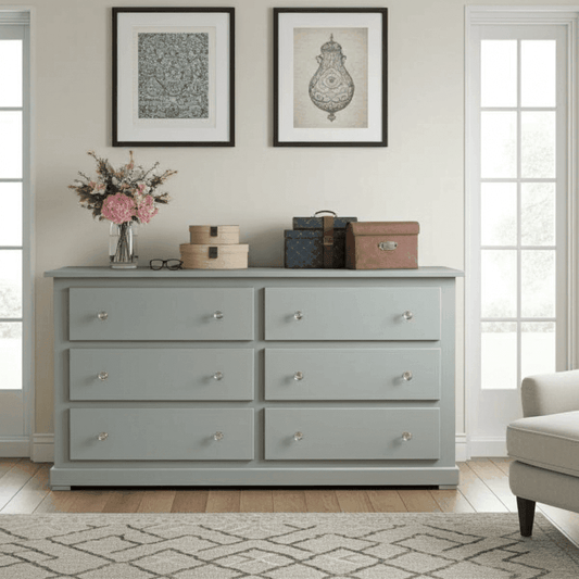 Solid Pine Wooden Wardrobe with 3+3 Drawers – White Wooden Bedroom Storage | UK Beds Direct UK Beds Direct ltd