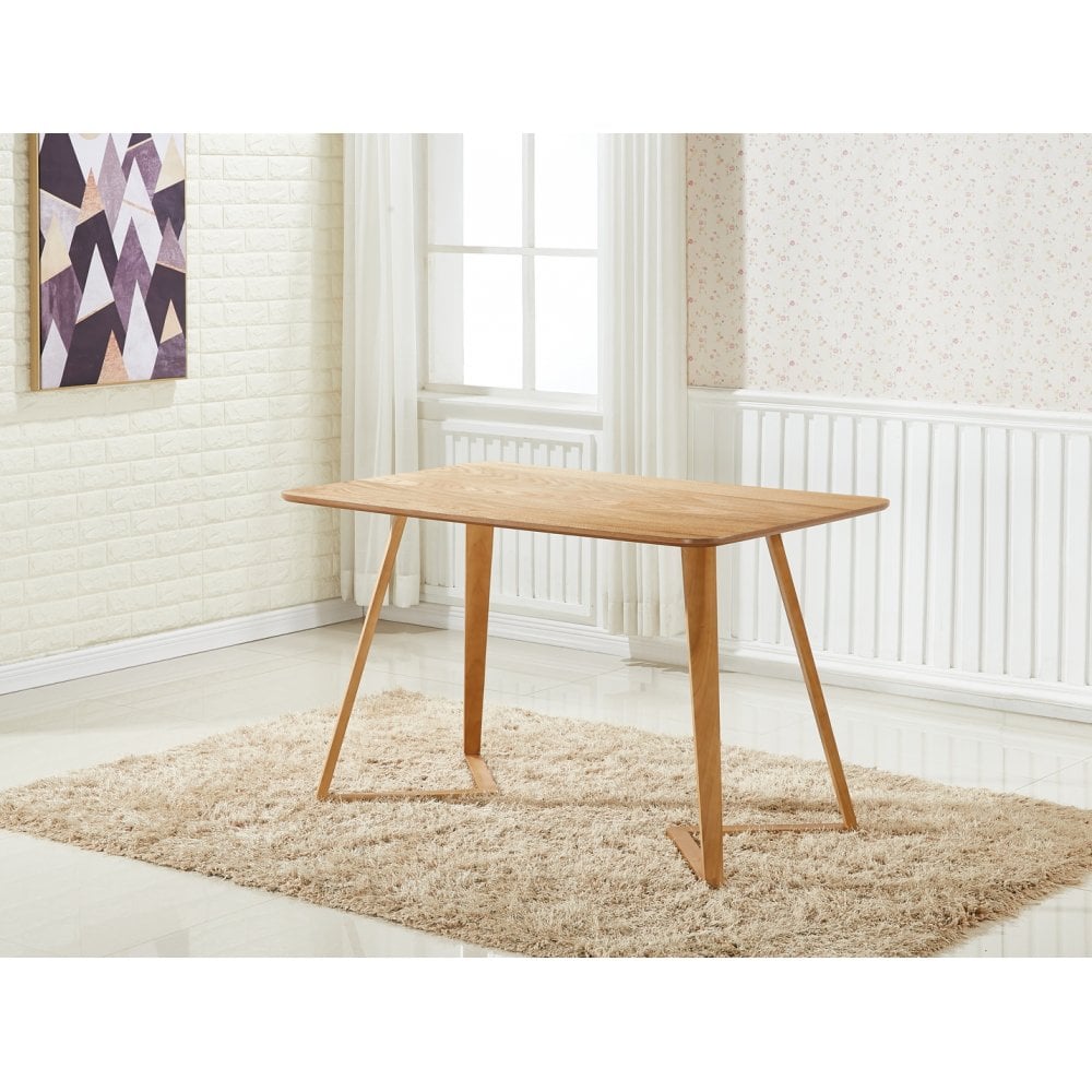 Dallas Scandinavian-inspired Dining Table -Easy Clean Wooden Table Top with Wooden Legs PN Home