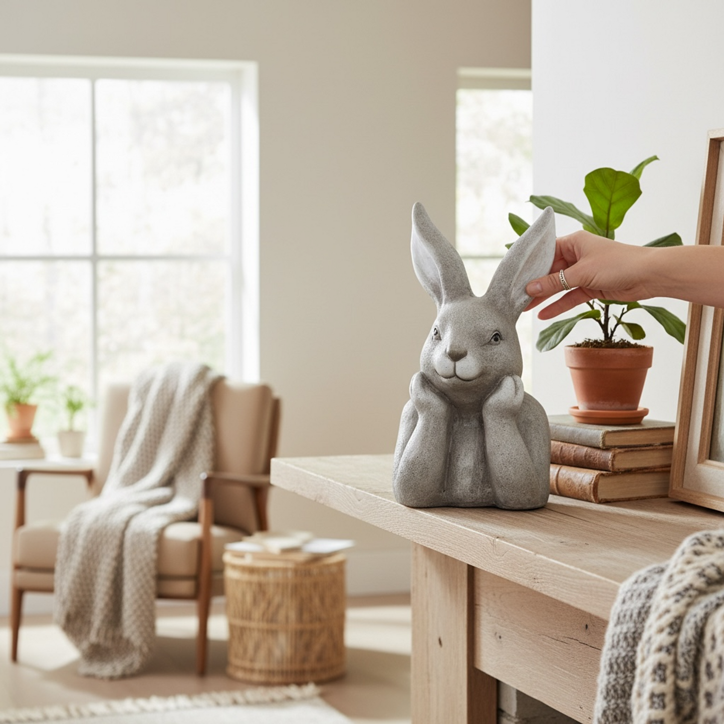 Decorative Garden Concrete Ornament Rabbit 40cm