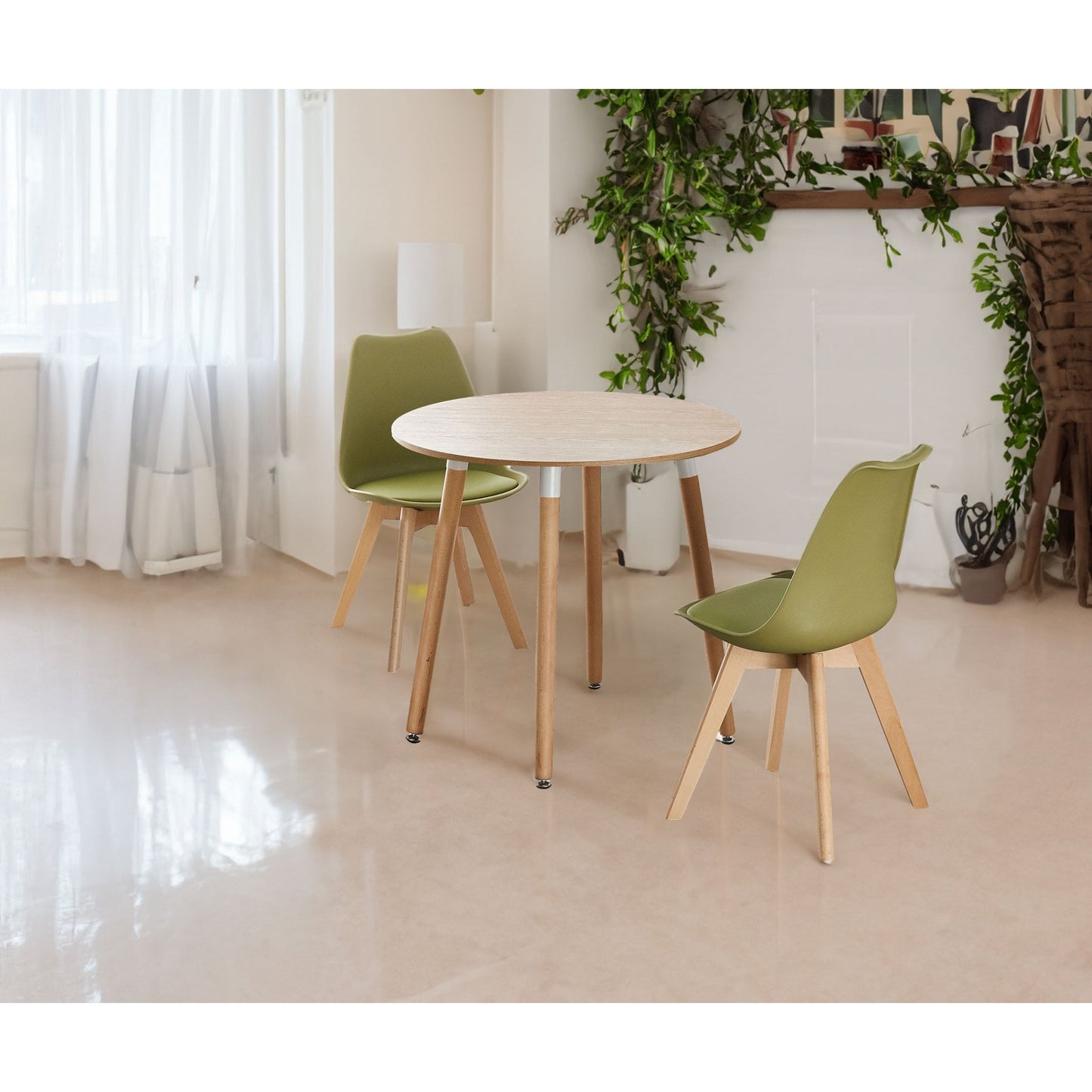 Jamie Lorenzo Halo Round Dining Set of 2 PN Home