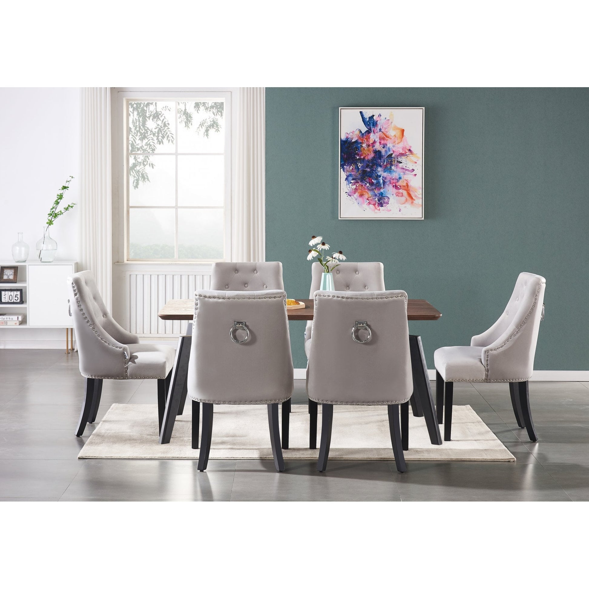 Windsor Cosmo Lux Dining Set | a Walnut Table and Set of 6 Chairs PN Home