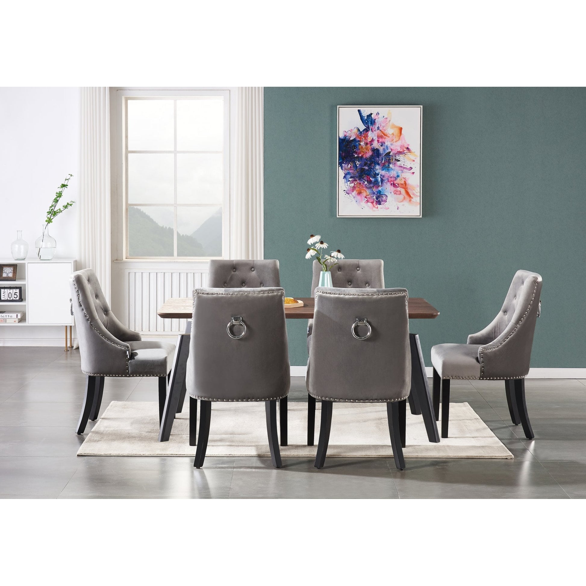 Windsor Cosmo Lux Dining Set | a Walnut Table and Set of 6 Chairs PN Home