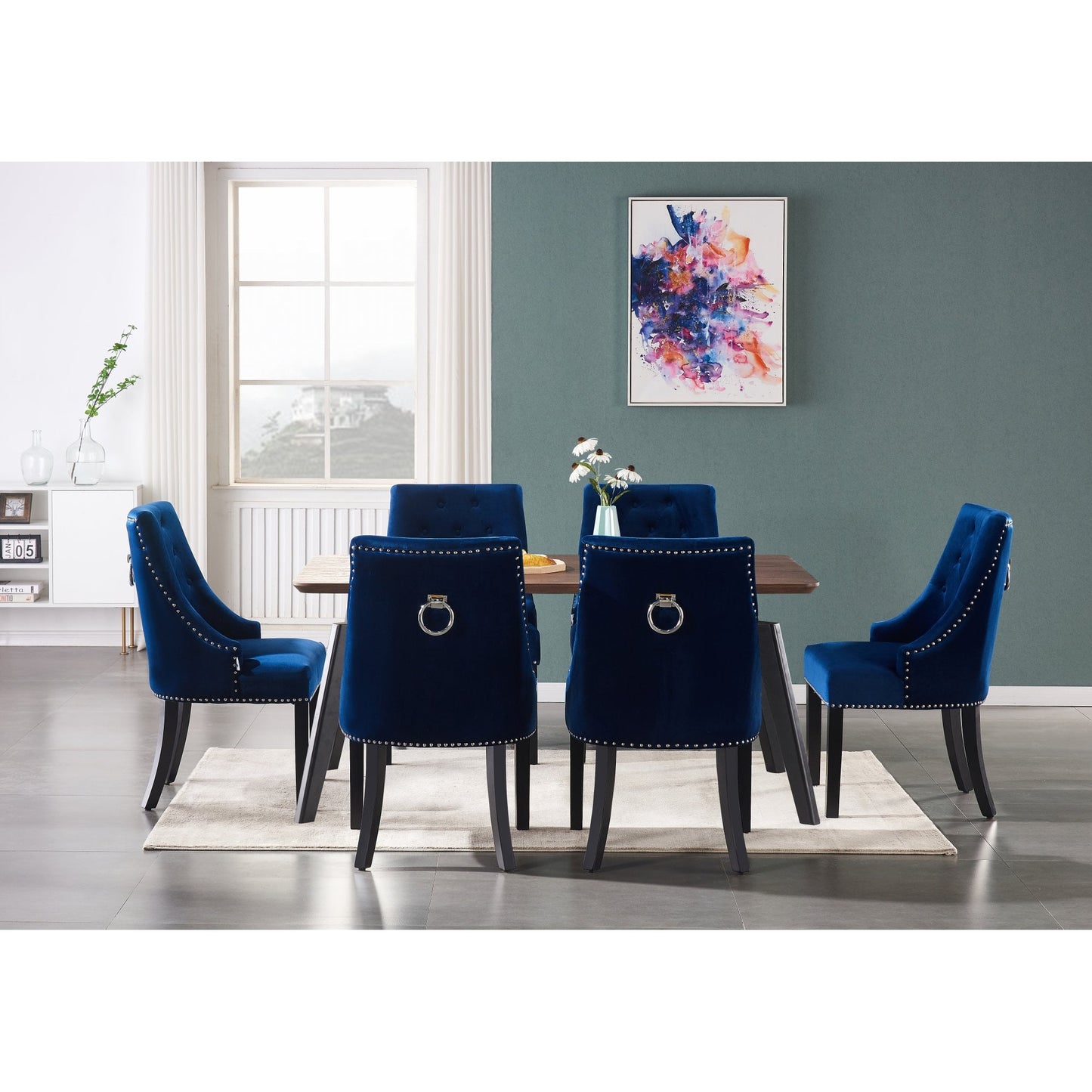 Windsor Cosmo Lux Dining Set | a Walnut Table and Set of 6 Chairs PN Home