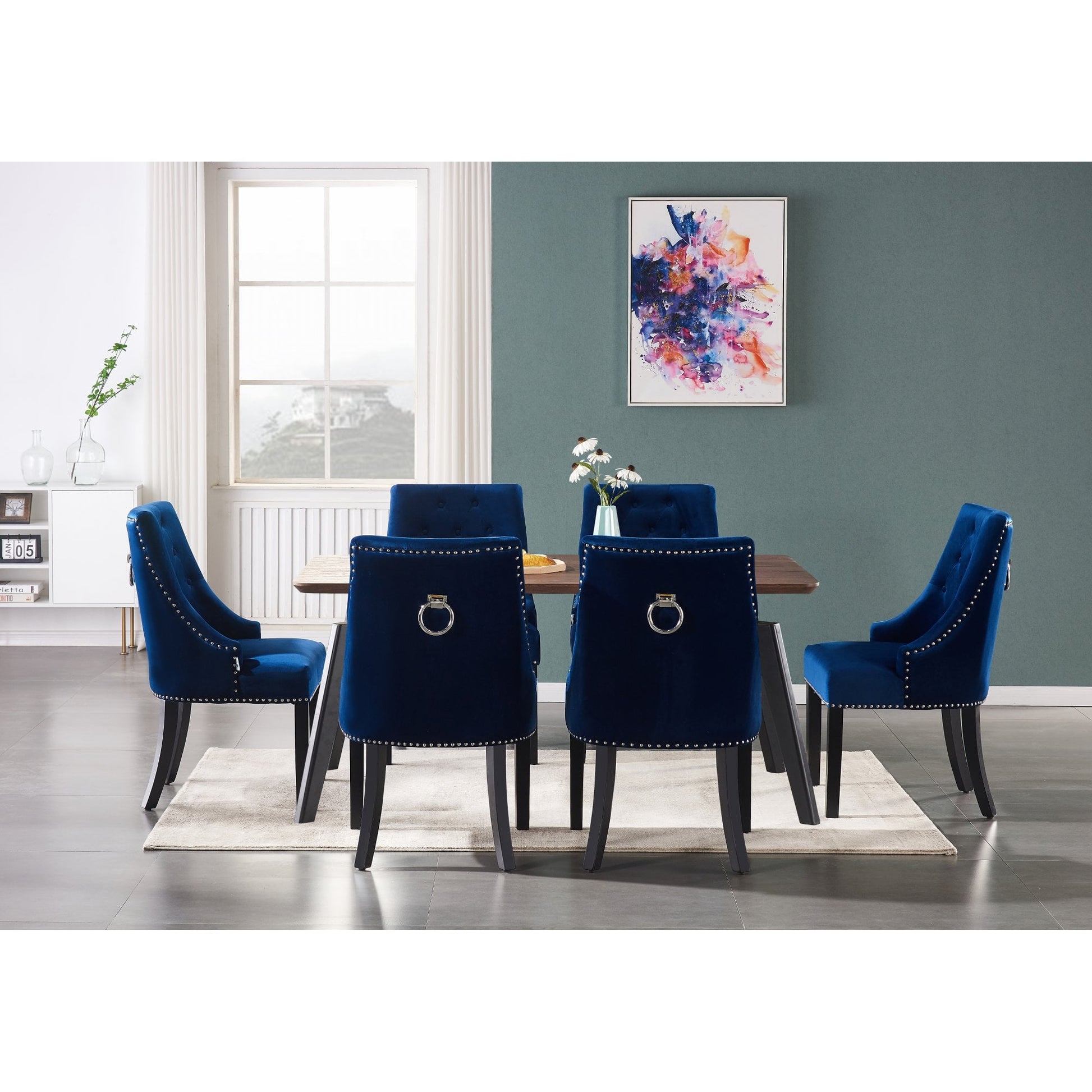 Windsor Cosmo Lux Dining Set | a Walnut Table and Set of 6 Chairs PN Home