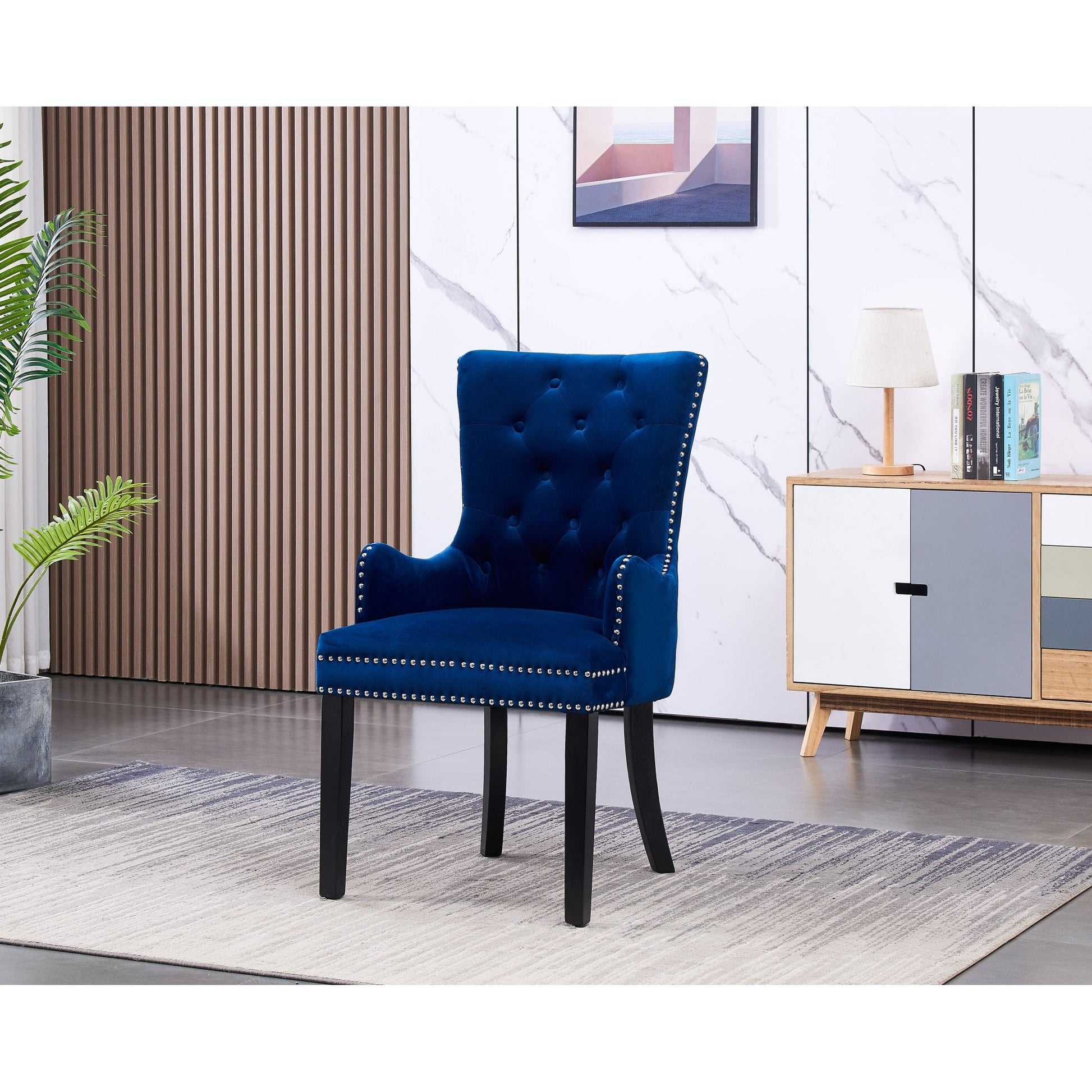 Windsor LUX Knocker Back Velvet Dining Chair w/ Armrests PN Home