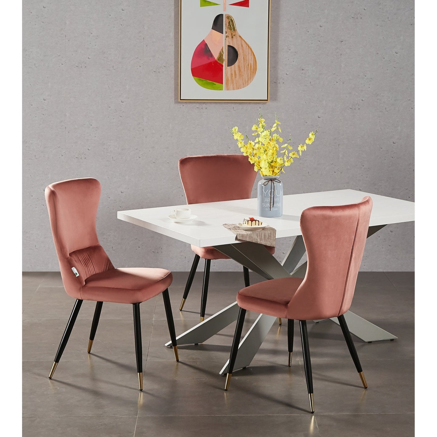 New York LUX Velvet Dining Chair with Metal Legs - Scandinavian Inspired PN Home