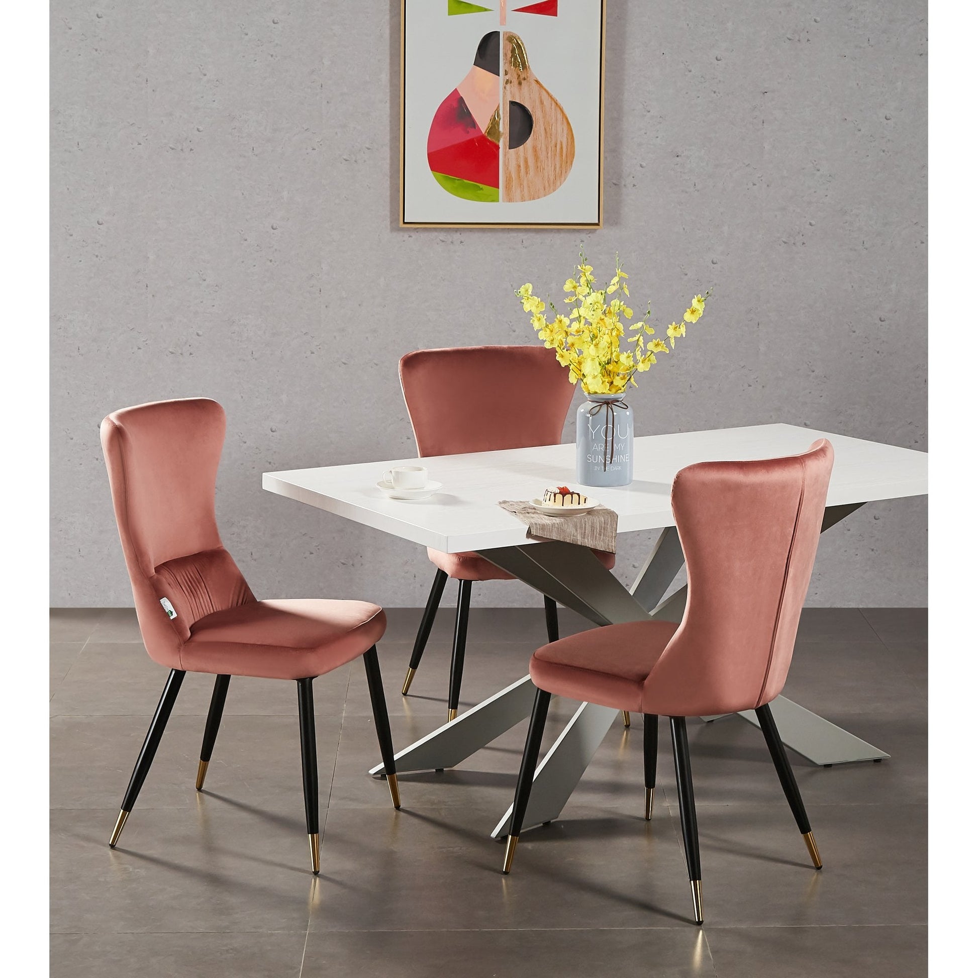 New York LUX Velvet Dining Chair with Metal Legs - Scandinavian Inspired PN Home