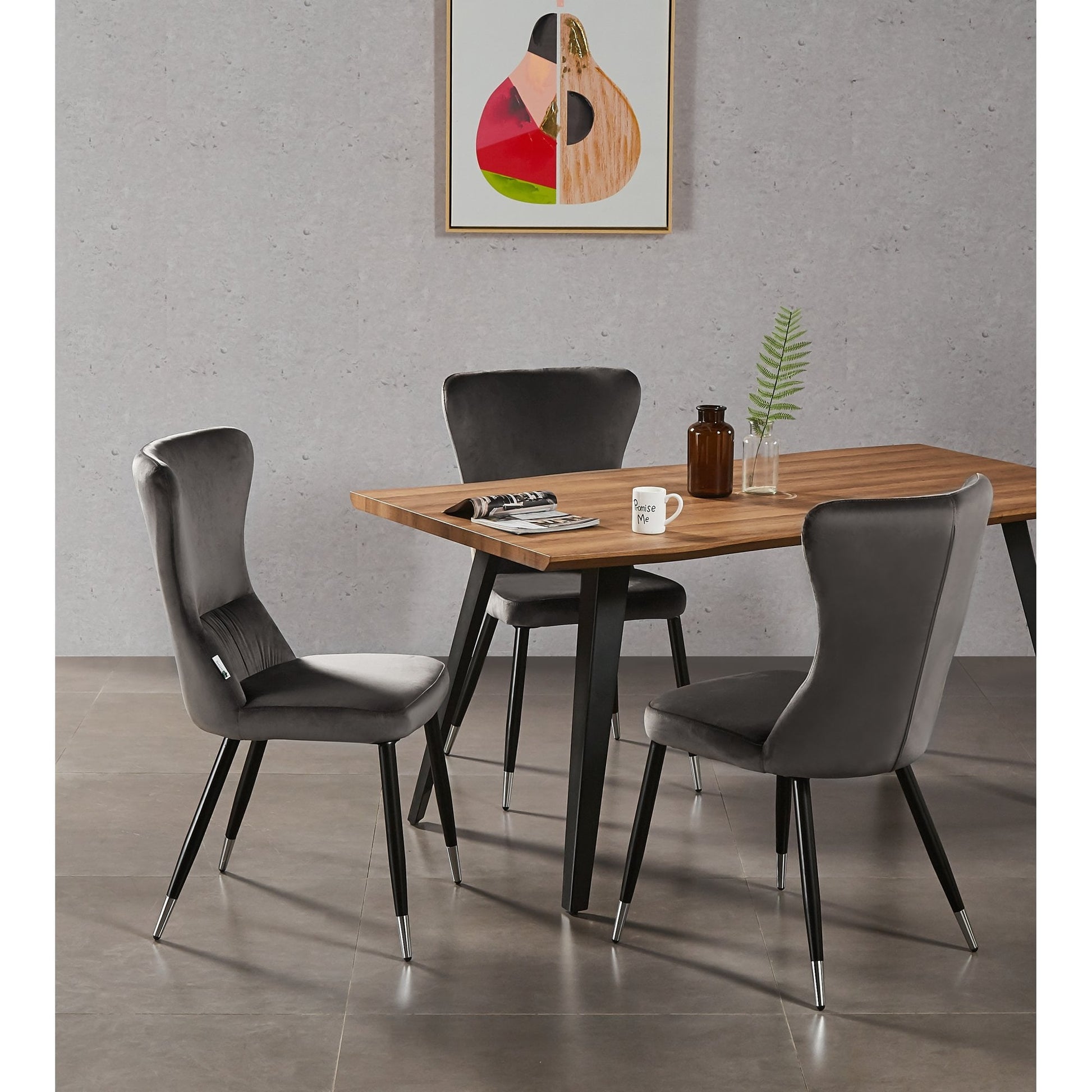 New York LUX Velvet Dining Chair with Metal Legs - Scandinavian Inspired PN Home