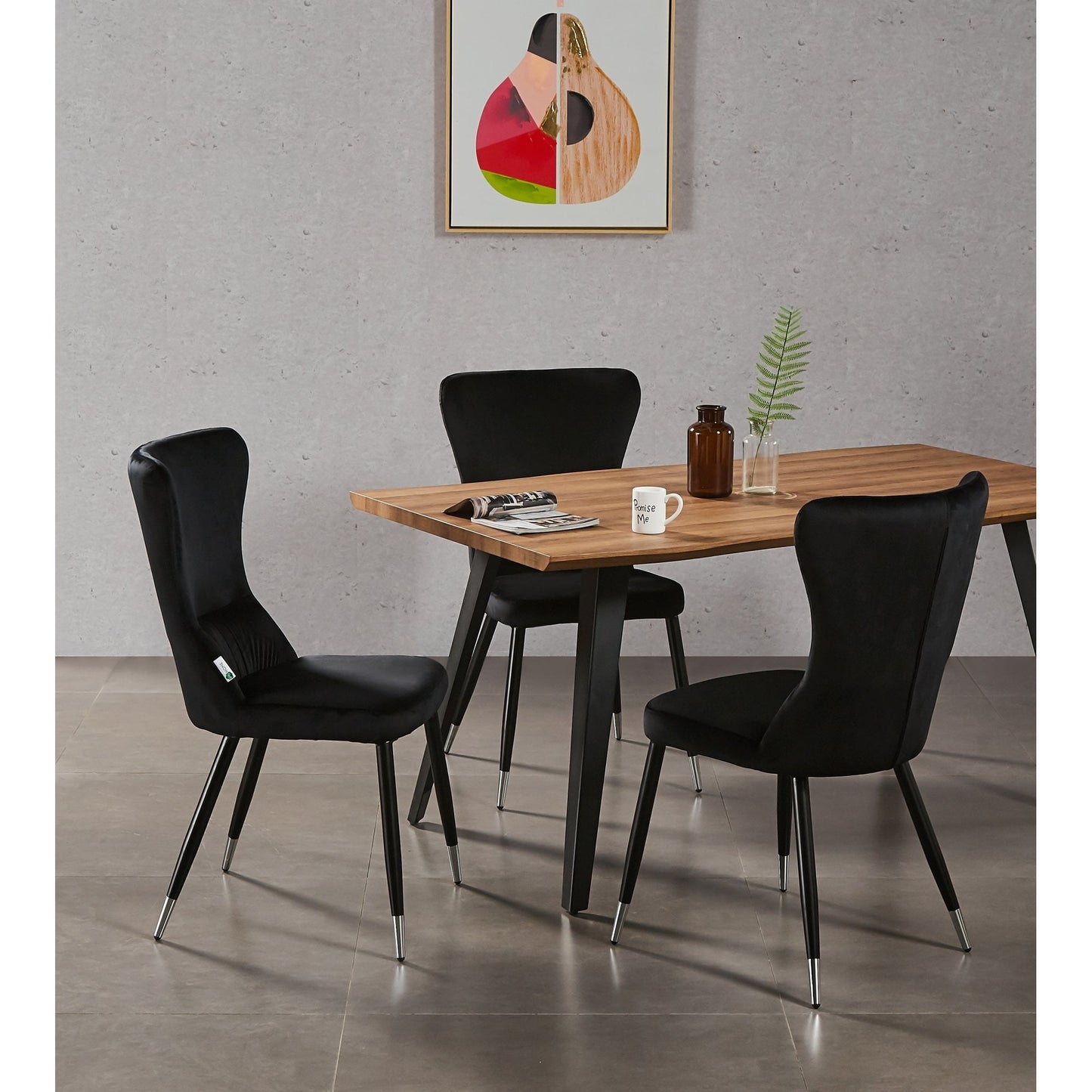 New York LUX Velvet Dining Chair with Metal Legs - Scandinavian Inspired PN Home