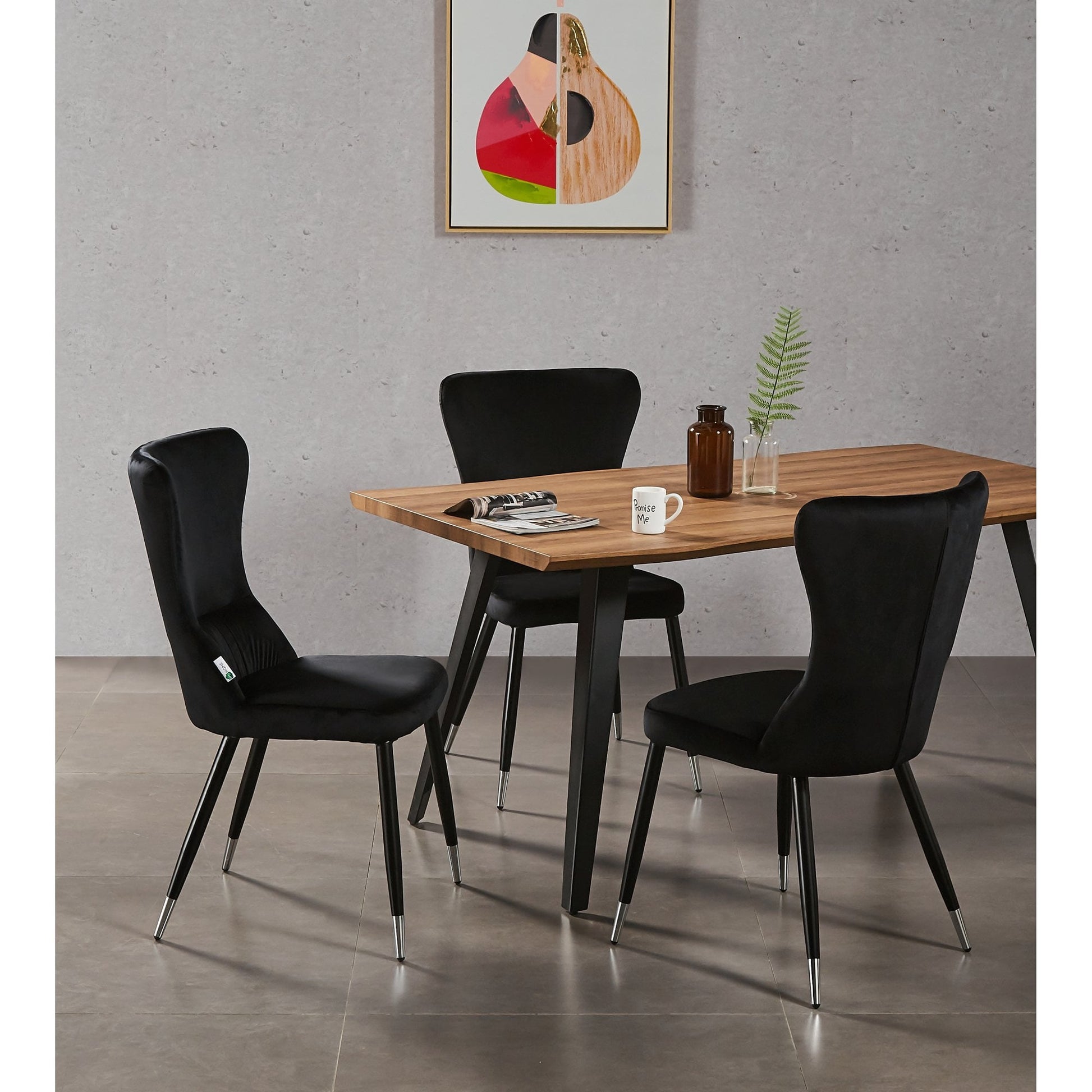 New York LUX Velvet Dining Chair with Metal Legs - Scandinavian Inspired PN Home
