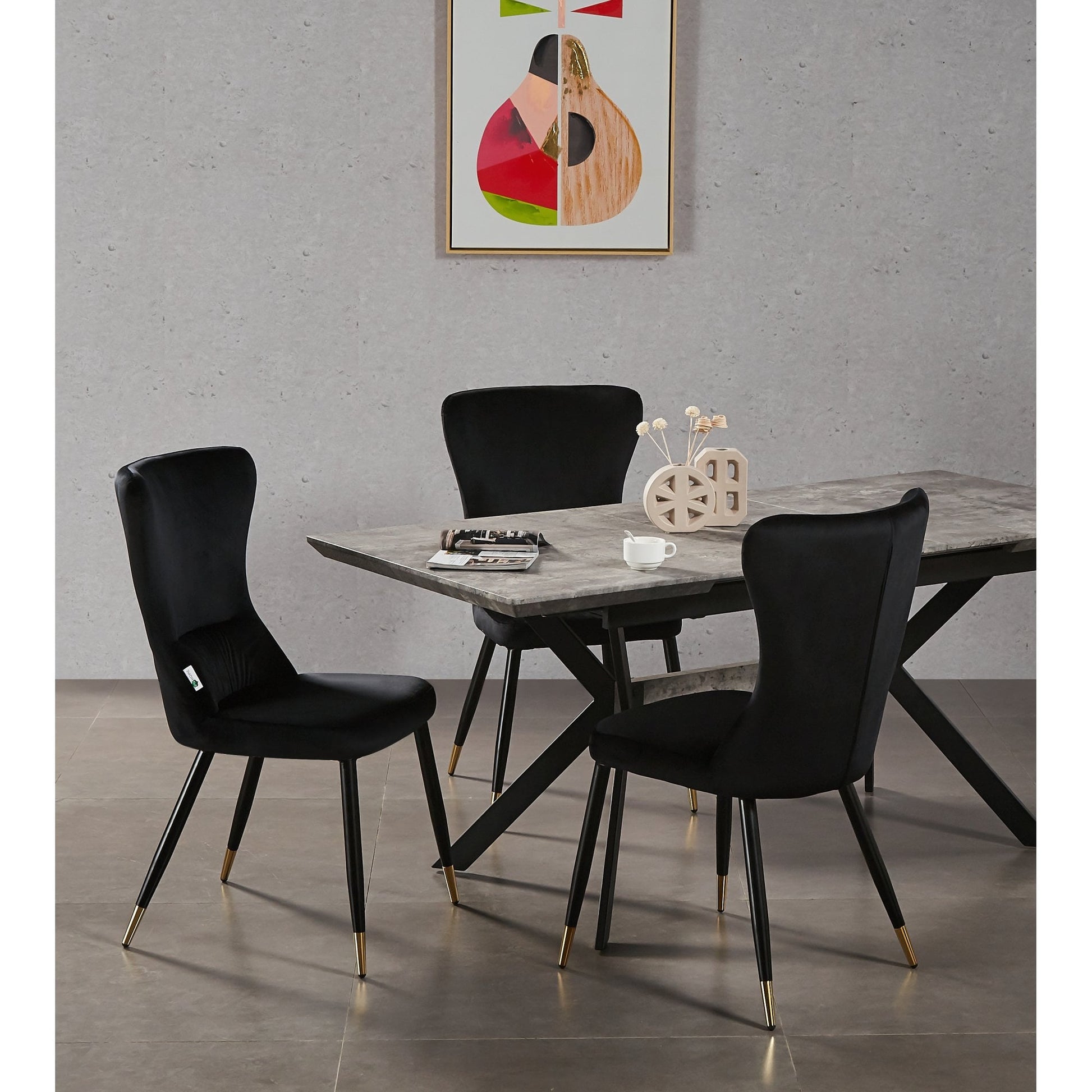 New York LUX Velvet Dining Chair with Metal Legs - Scandinavian Inspired PN Home