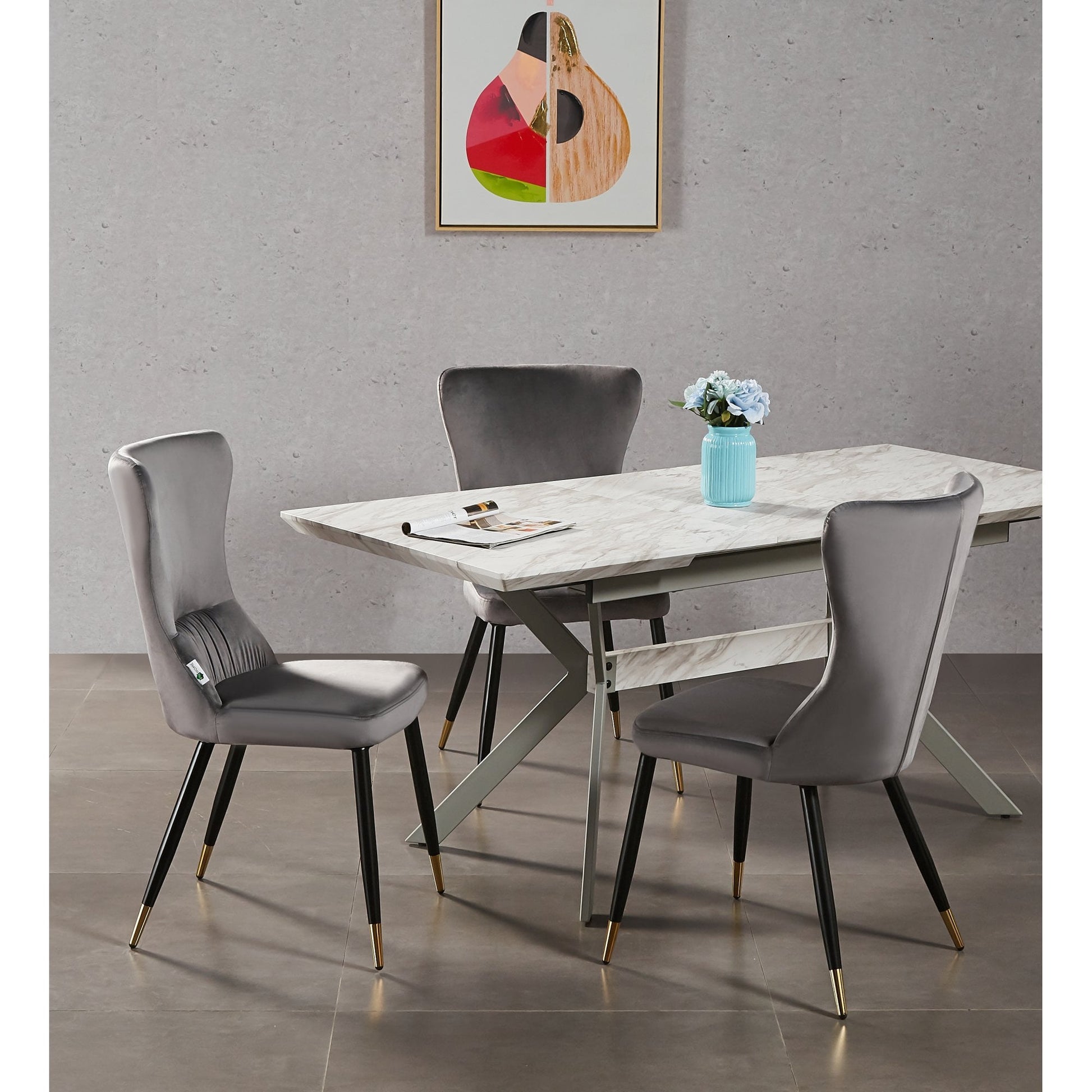 New York LUX Velvet Dining Chair with Metal Legs - Scandinavian Inspired PN Home
