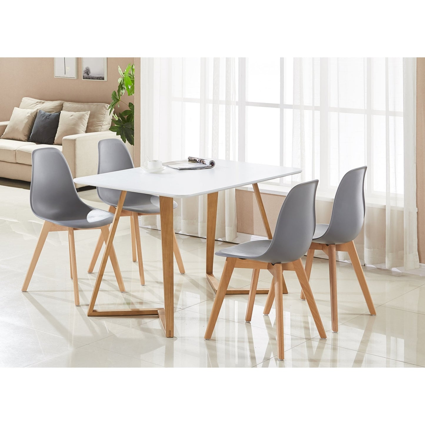 Dallas Scandinavian-inspired Dining Table -Easy Clean Wooden Table Top with Wooden Legs PN Home
