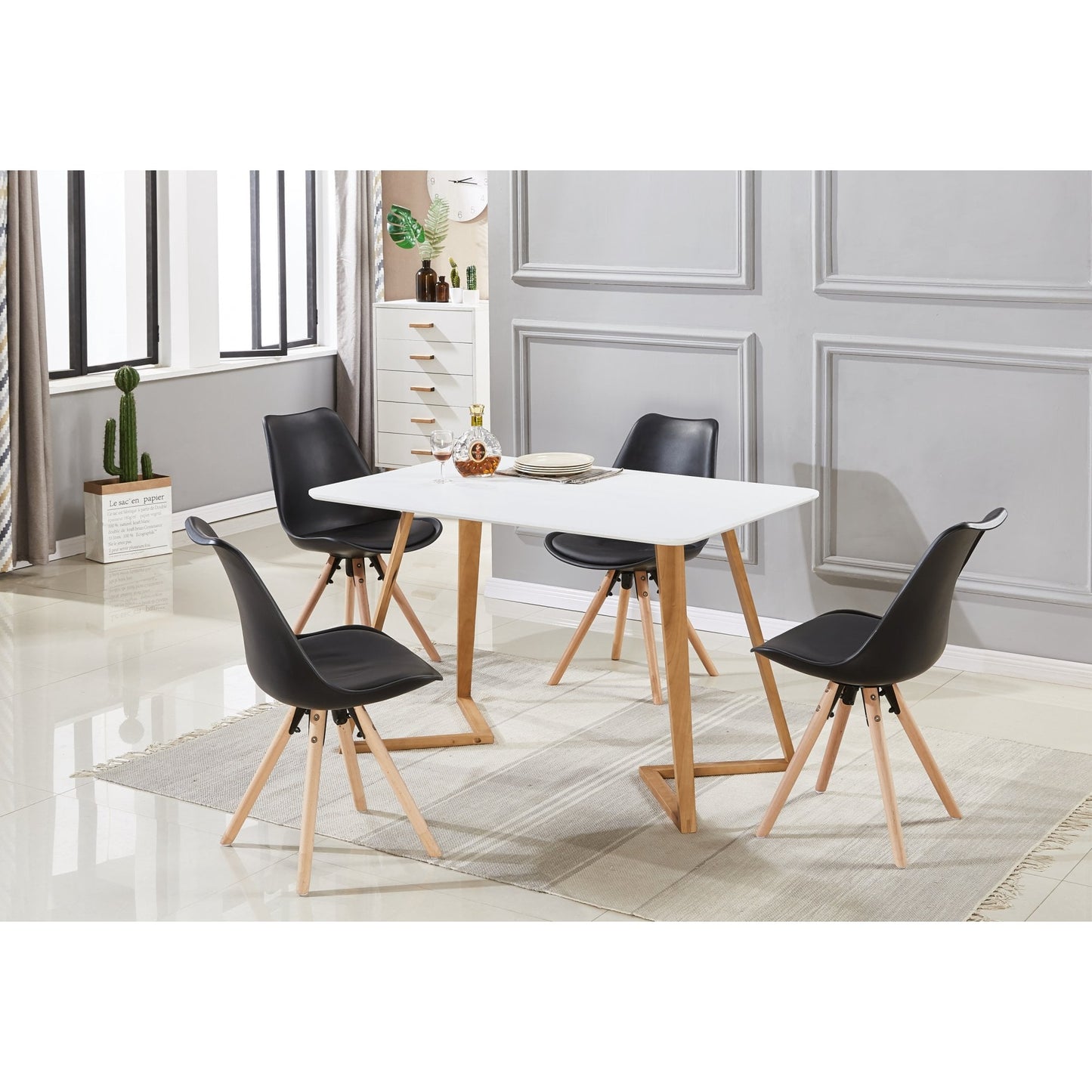 Dallas Scandinavian-inspired Dining Table -Easy Clean Wooden Table Top with Wooden Legs PN Home