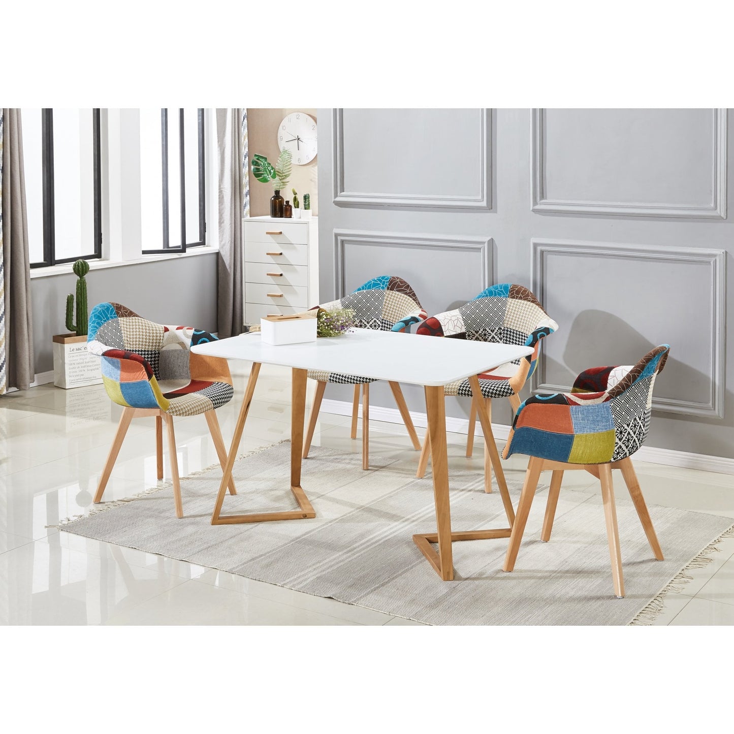 Dallas Scandinavian-inspired Dining Table -Easy Clean Wooden Table Top with Wooden Legs PN Home