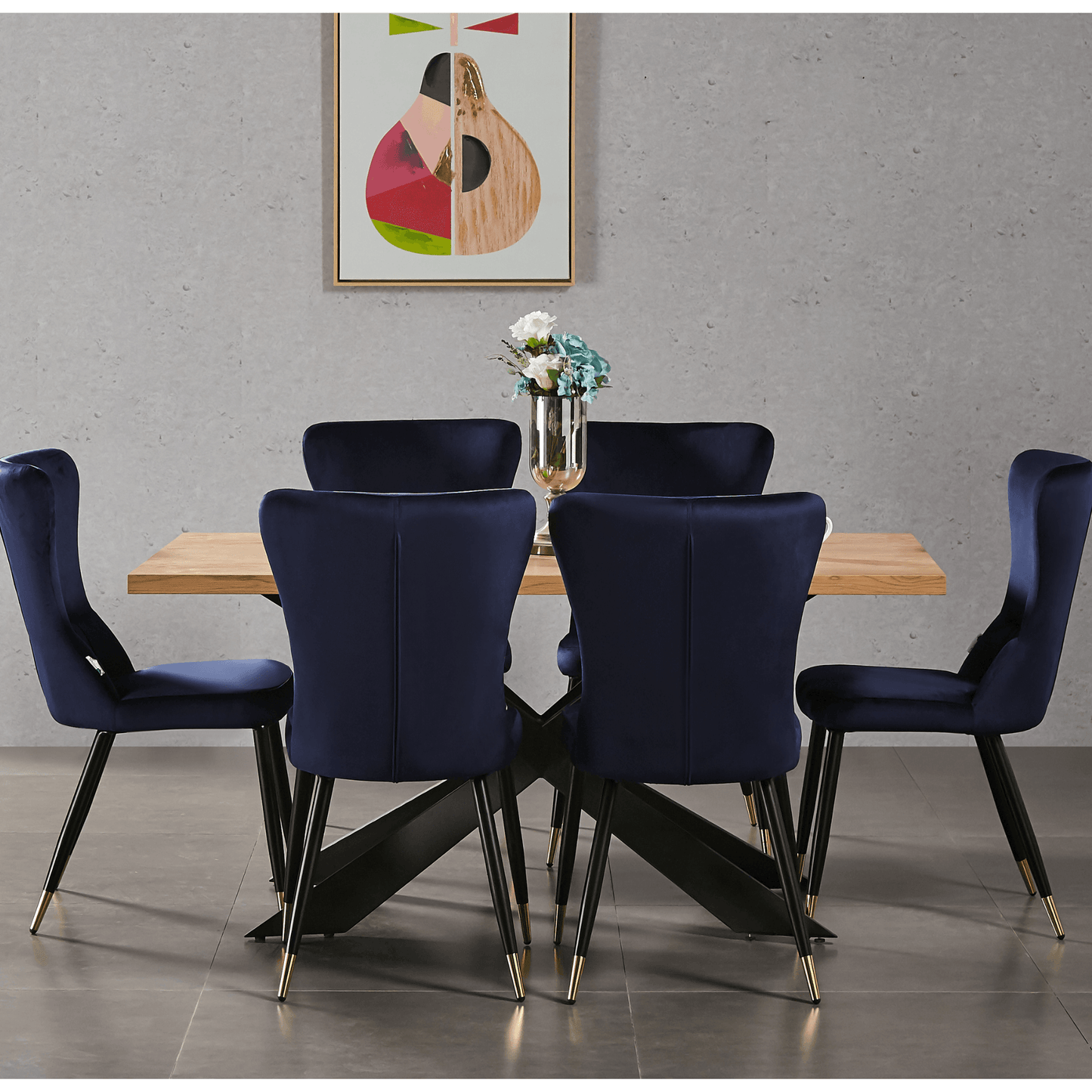 New York LUX Velvet Dining Chair with Metal Legs - Scandinavian Inspired PN Home