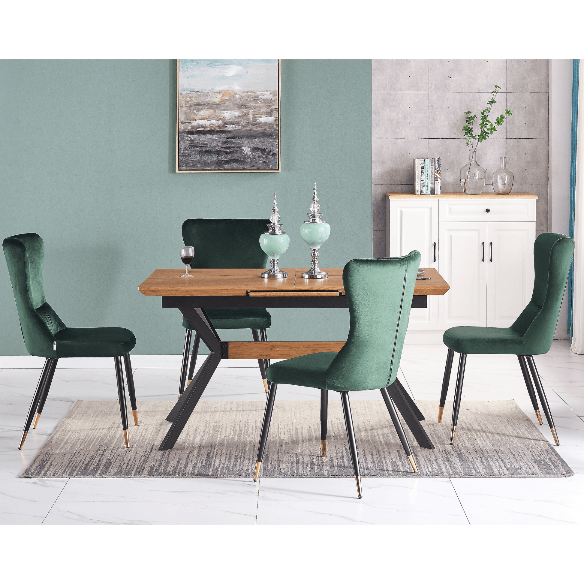 New York LUX Velvet Dining Chair with Metal Legs - Scandinavian Inspired PN Home