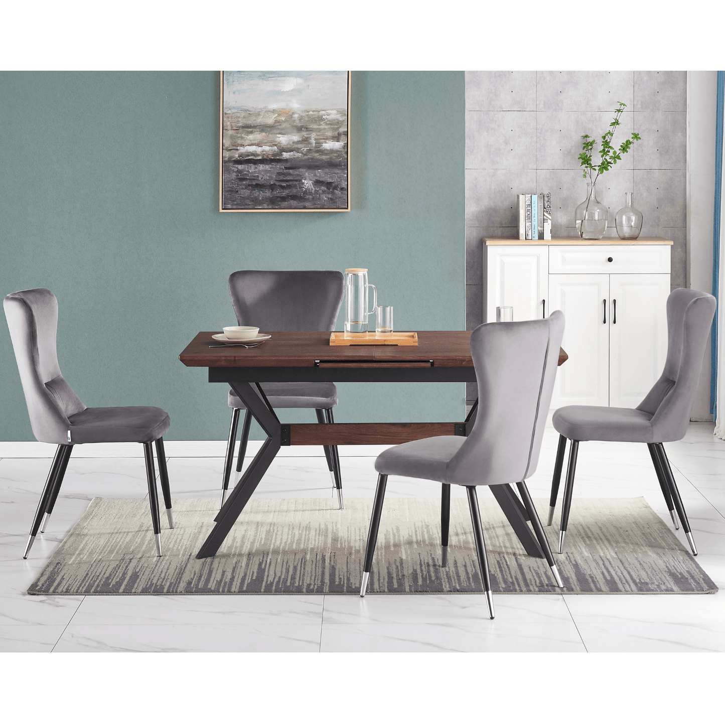 New York LUX Velvet Dining Chair with Metal Legs - Scandinavian Inspired PN Home