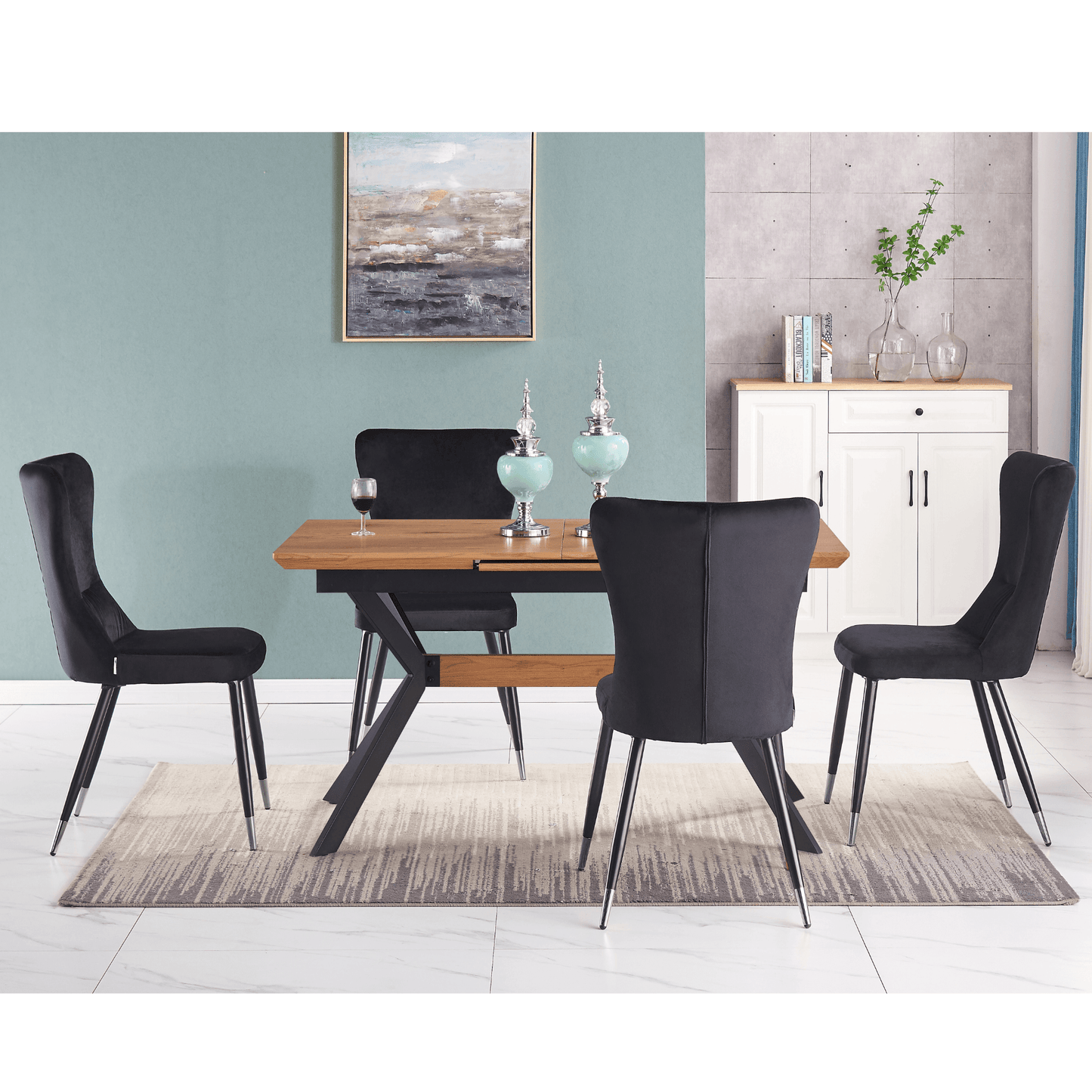New York LUX Velvet Dining Chair with Metal Legs - Scandinavian Inspired PN Home