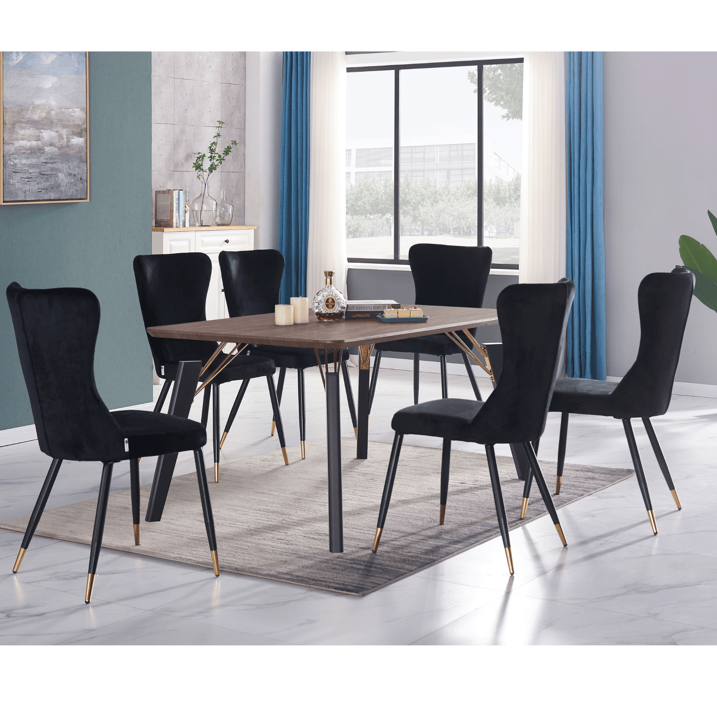 New York LUX Velvet Dining Chair with Metal Legs - Scandinavian Inspired PN Home