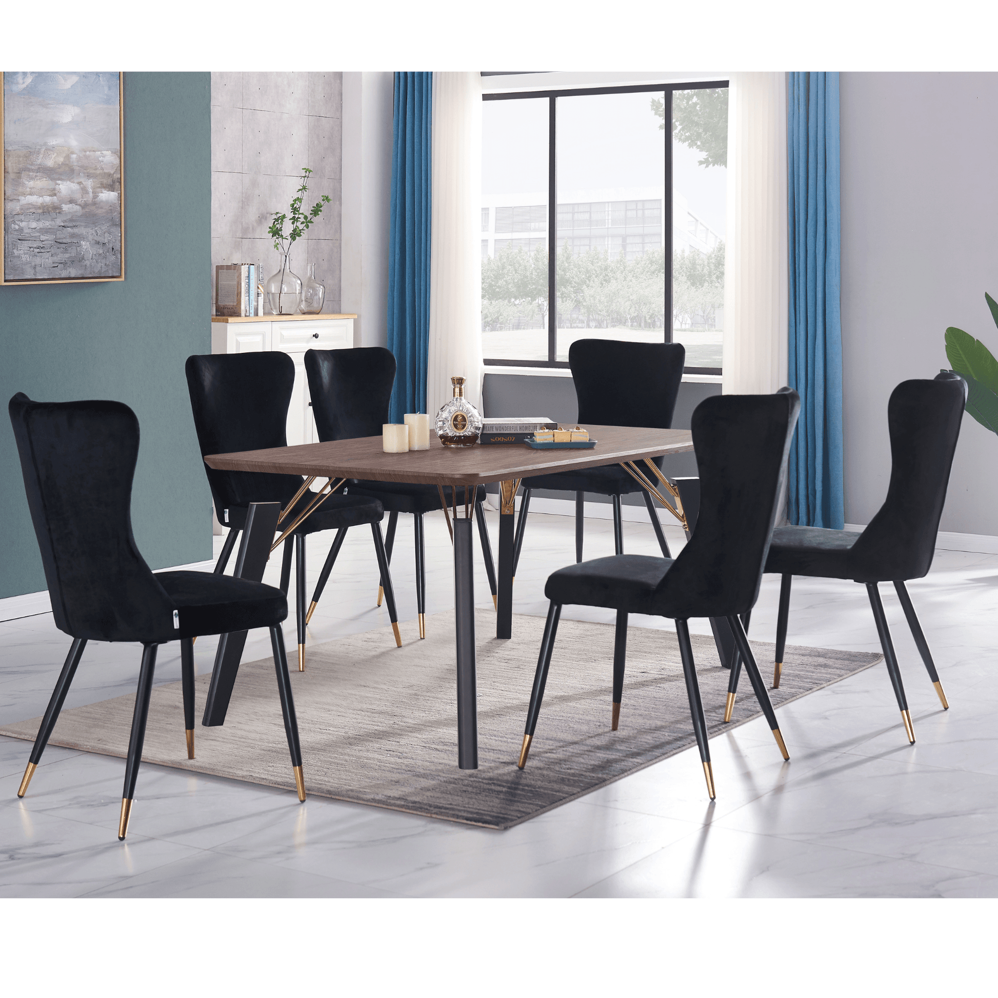 New York LUX Velvet Dining Chair with Metal Legs - Scandinavian Inspired PN Home