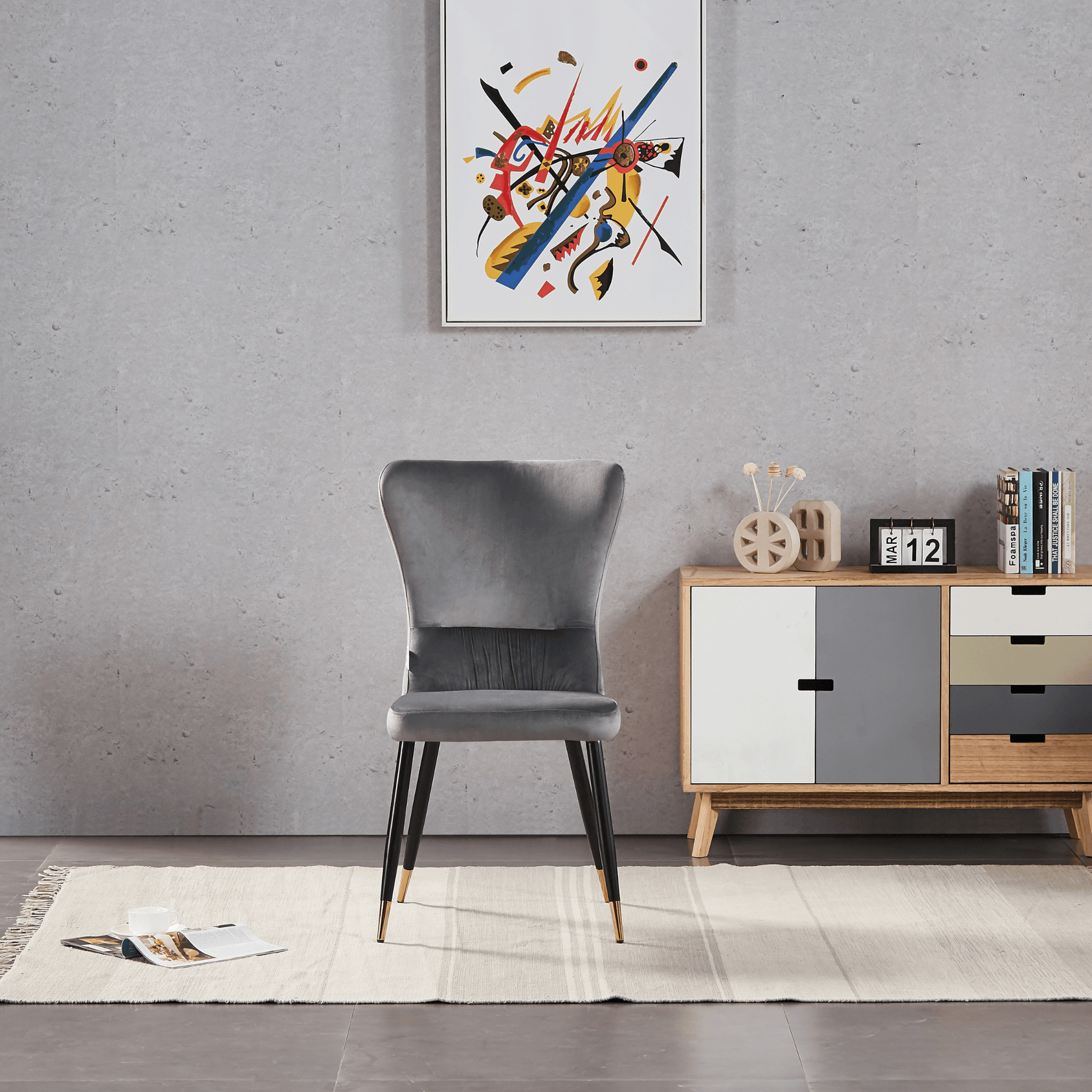 New York LUX Velvet Dining Chair with Metal Legs - Scandinavian Inspired PN Home