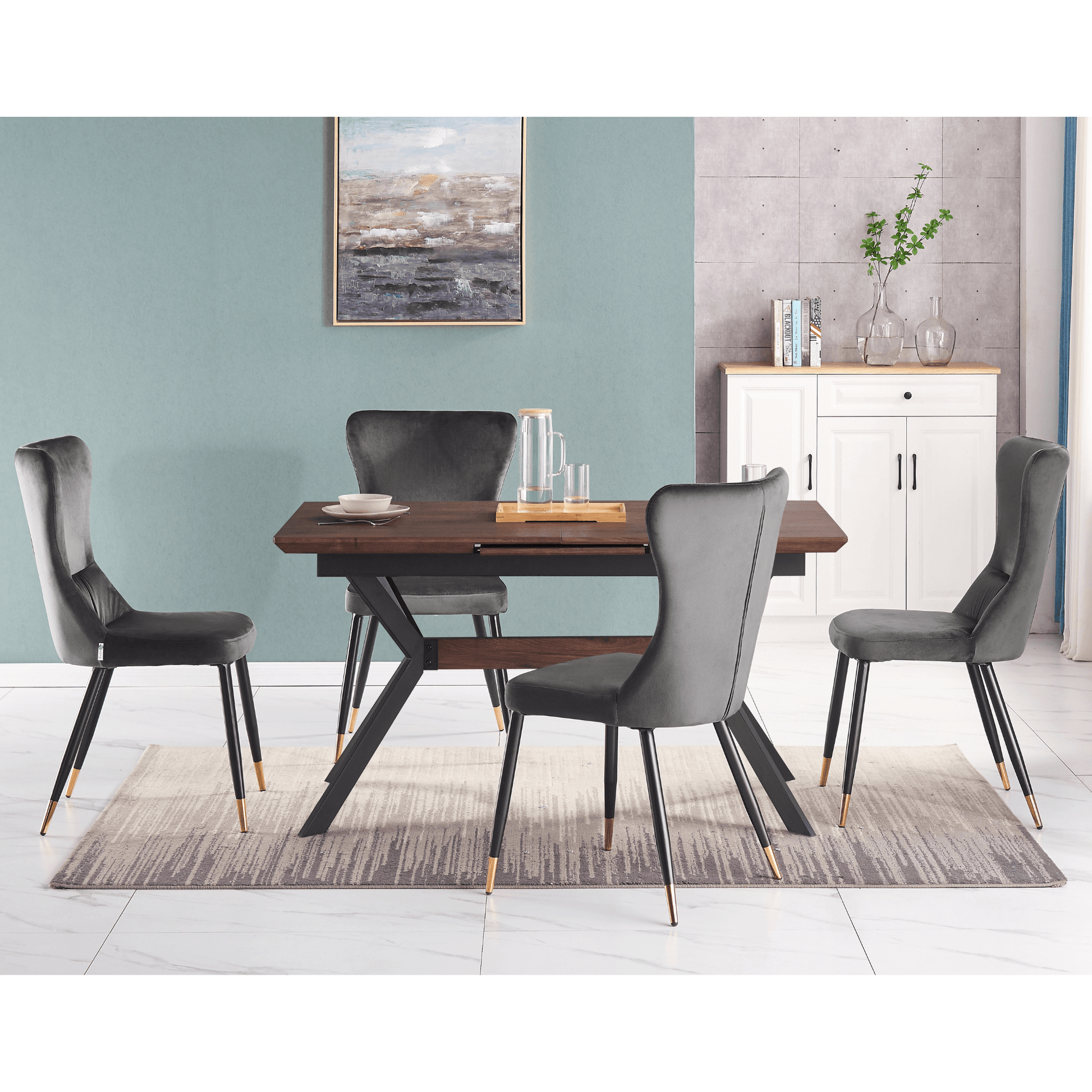 New York LUX Velvet Dining Chair with Metal Legs - Scandinavian Inspired PN Home
