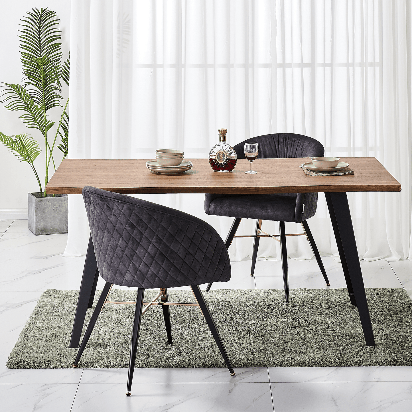 Vittorio LUX Velvet Dining Chair with Metal Legs - Perfect for Dining Room Living Room PN Home