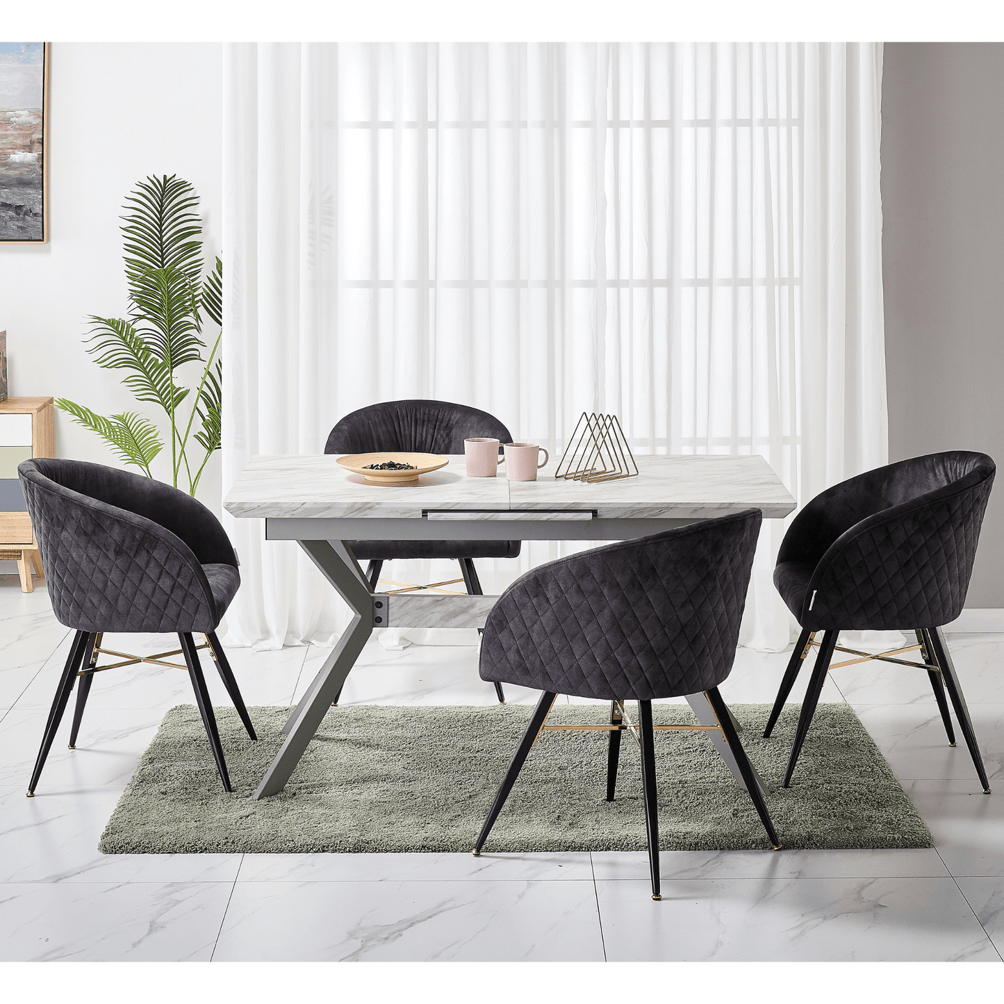 Vittorio LUX Velvet Dining Chair with Metal Legs - Perfect for Dining Room Living Room PN Home