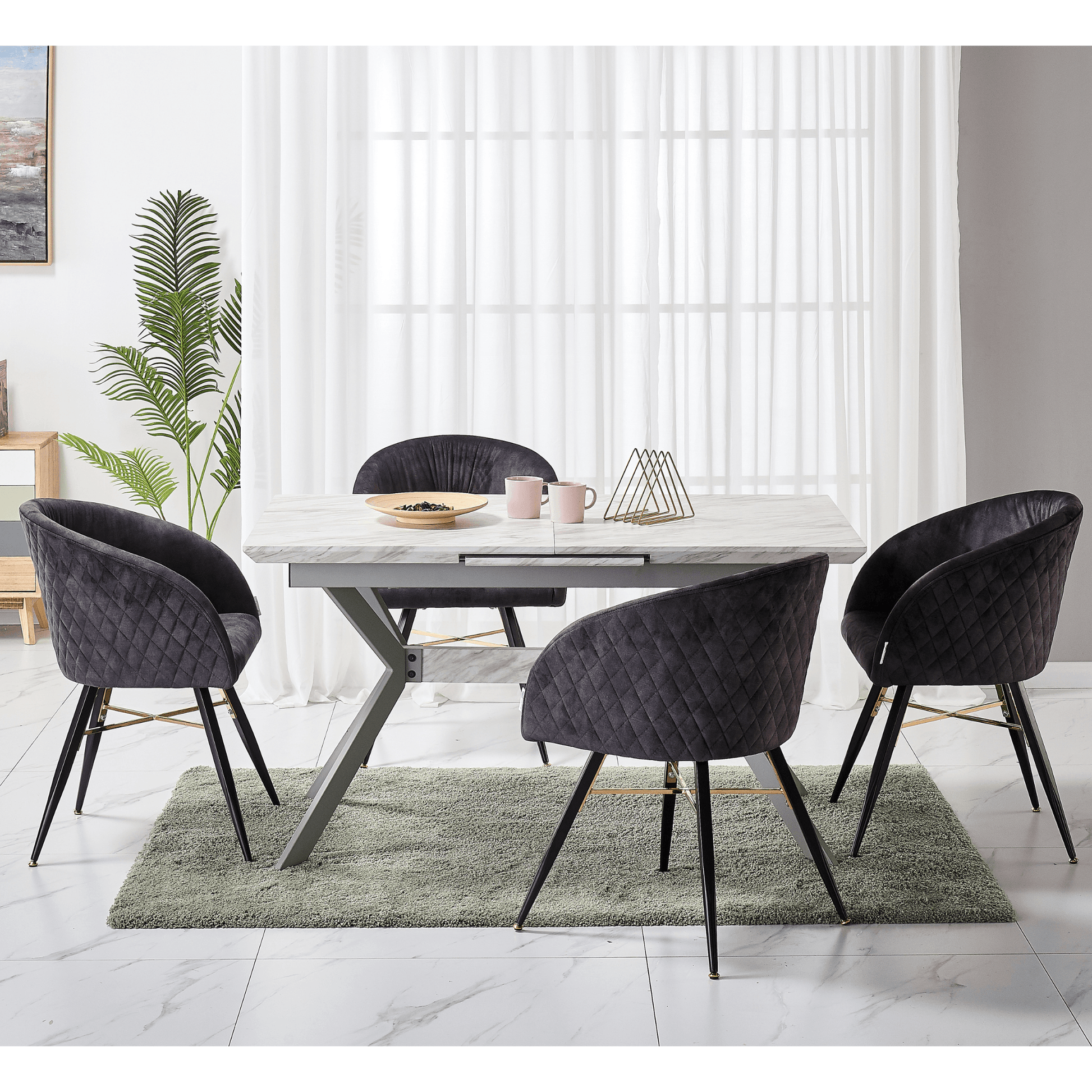 Vittorio LUX Velvet Dining Chair with Metal Legs - Perfect for Dining Room Living Room PN Home