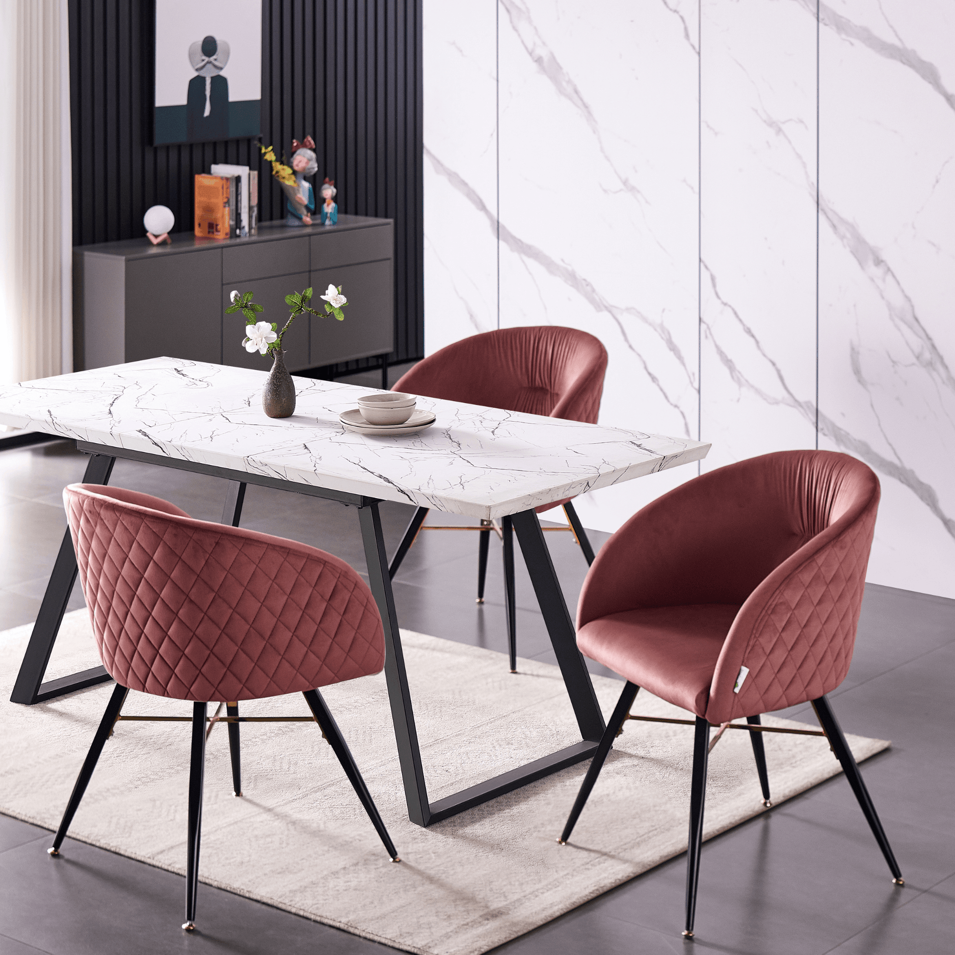 Vittorio LUX Velvet Dining Chair with Metal Legs - Perfect for Dining Room Living Room PN Home