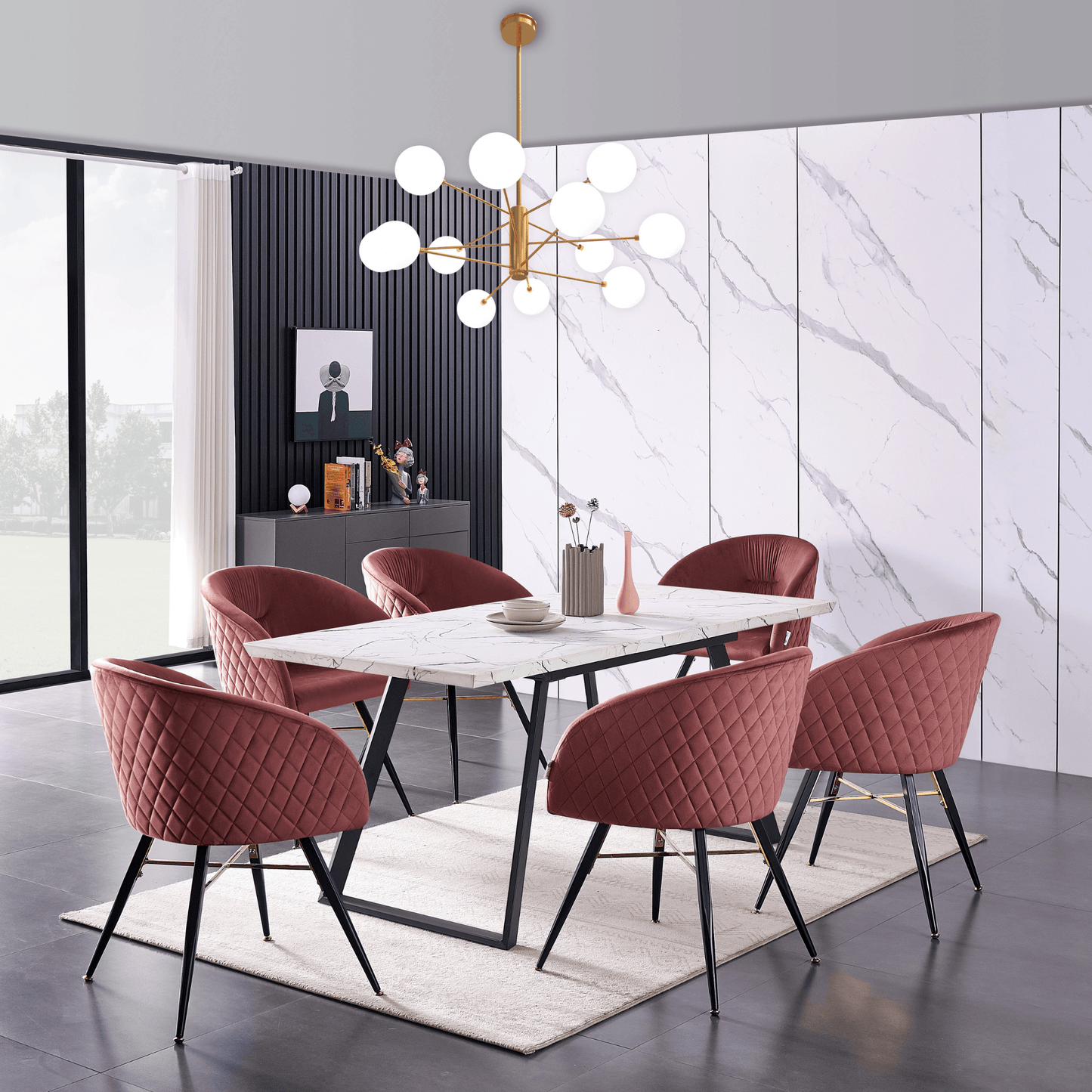 Vittorio LUX Velvet Dining Chair with Metal Legs - Perfect for Dining Room Living Room PN Home