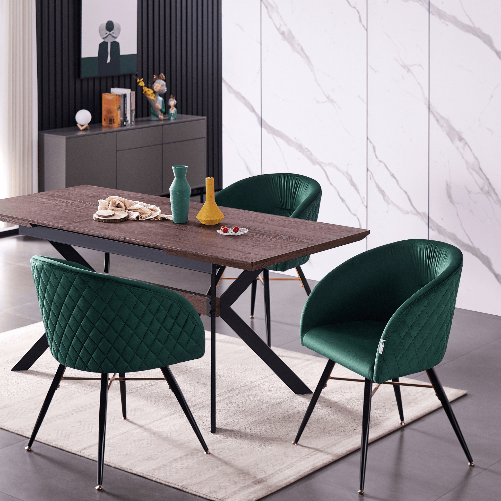 Vittorio LUX Velvet Dining Chair with Metal Legs - Perfect for Dining Room Living Room PN Home