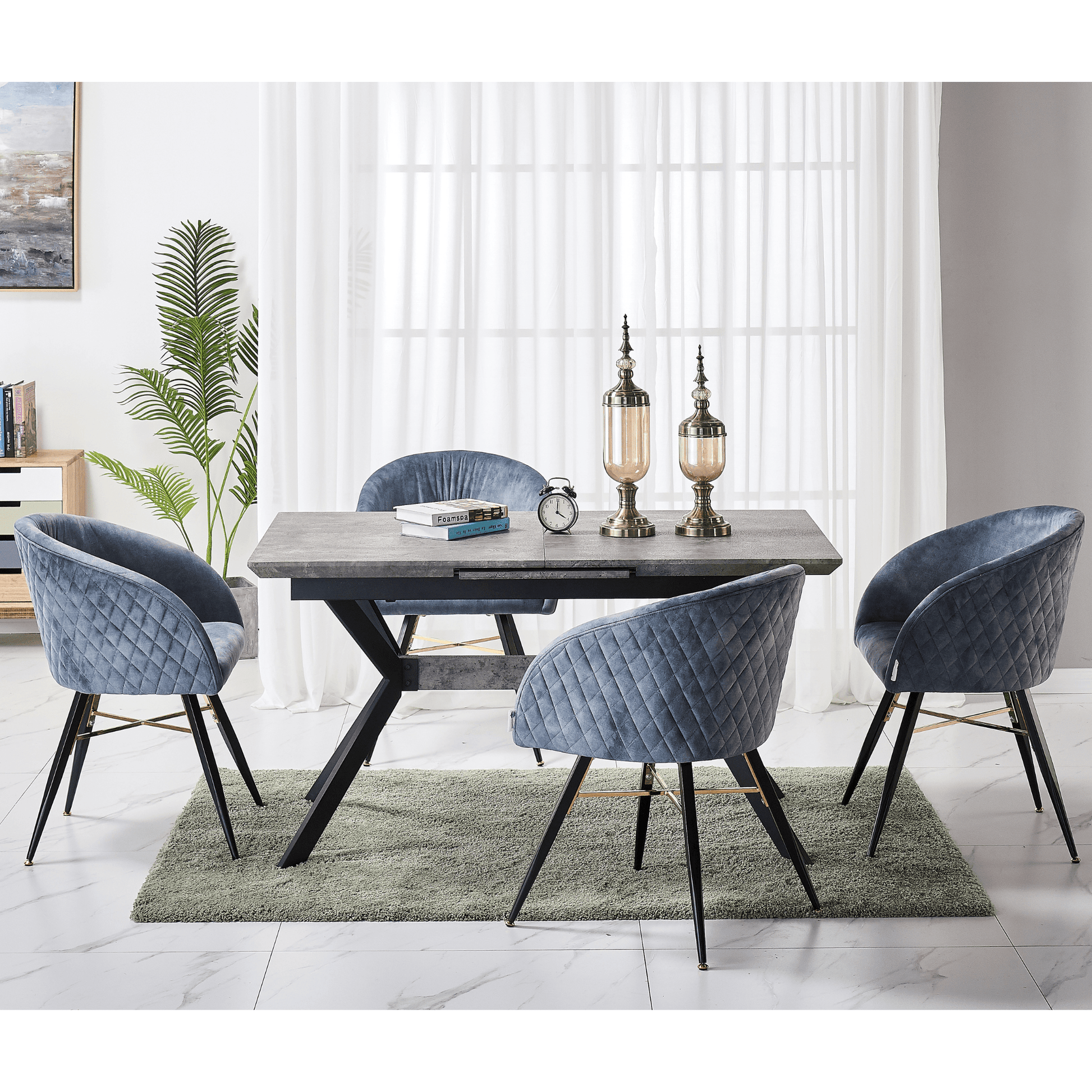 Vittorio LUX Velvet Dining Chair with Metal Legs - Perfect for Dining Room Living Room PN Home