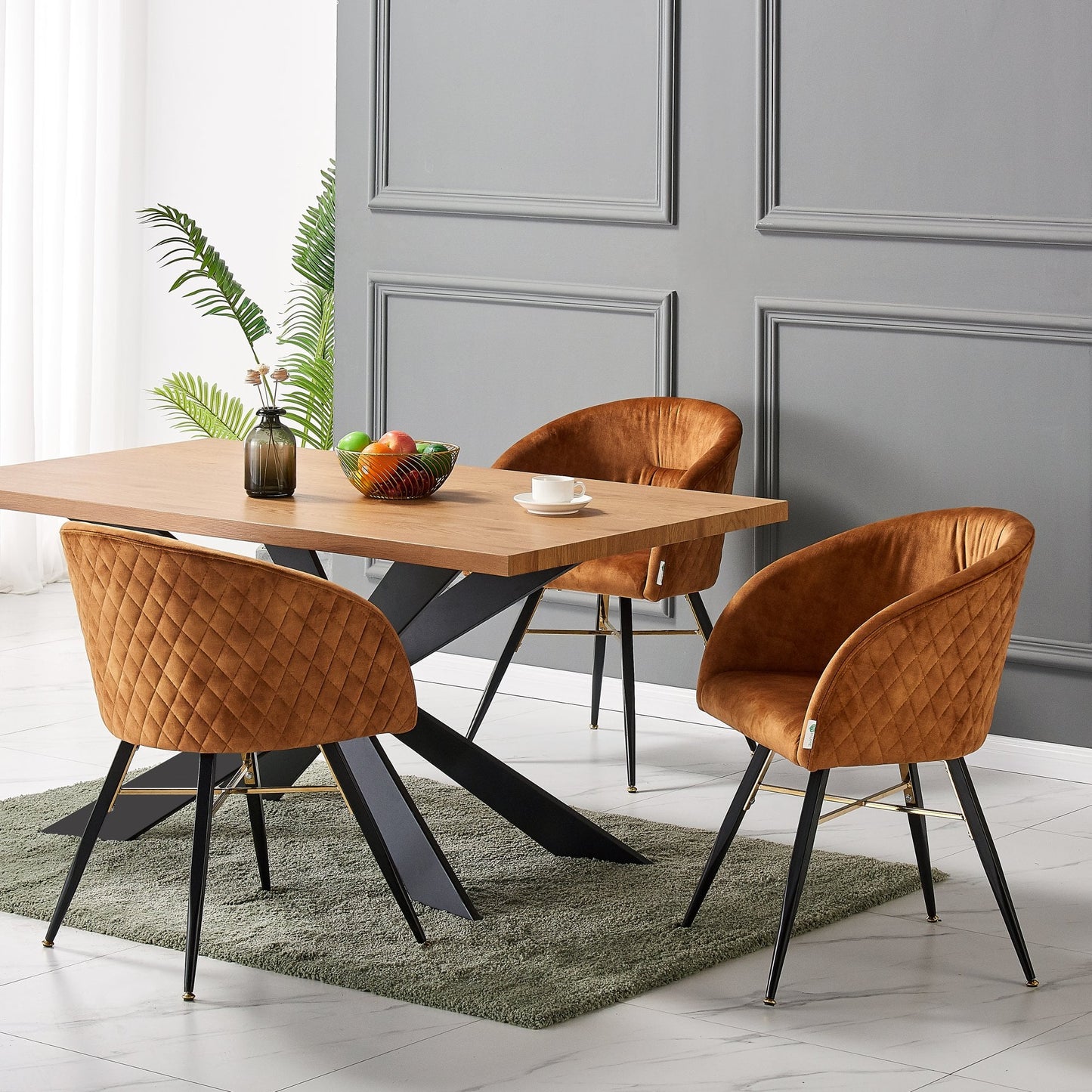 Vittorio LUX Velvet Dining Chair with Metal Legs - Perfect for Dining Room Living Room PN Home