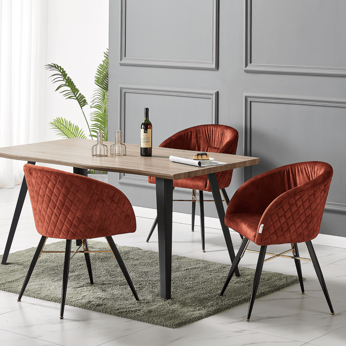 Vittorio LUX Velvet Dining Chair with Metal Legs - Perfect for Dining Room Living Room PN Home