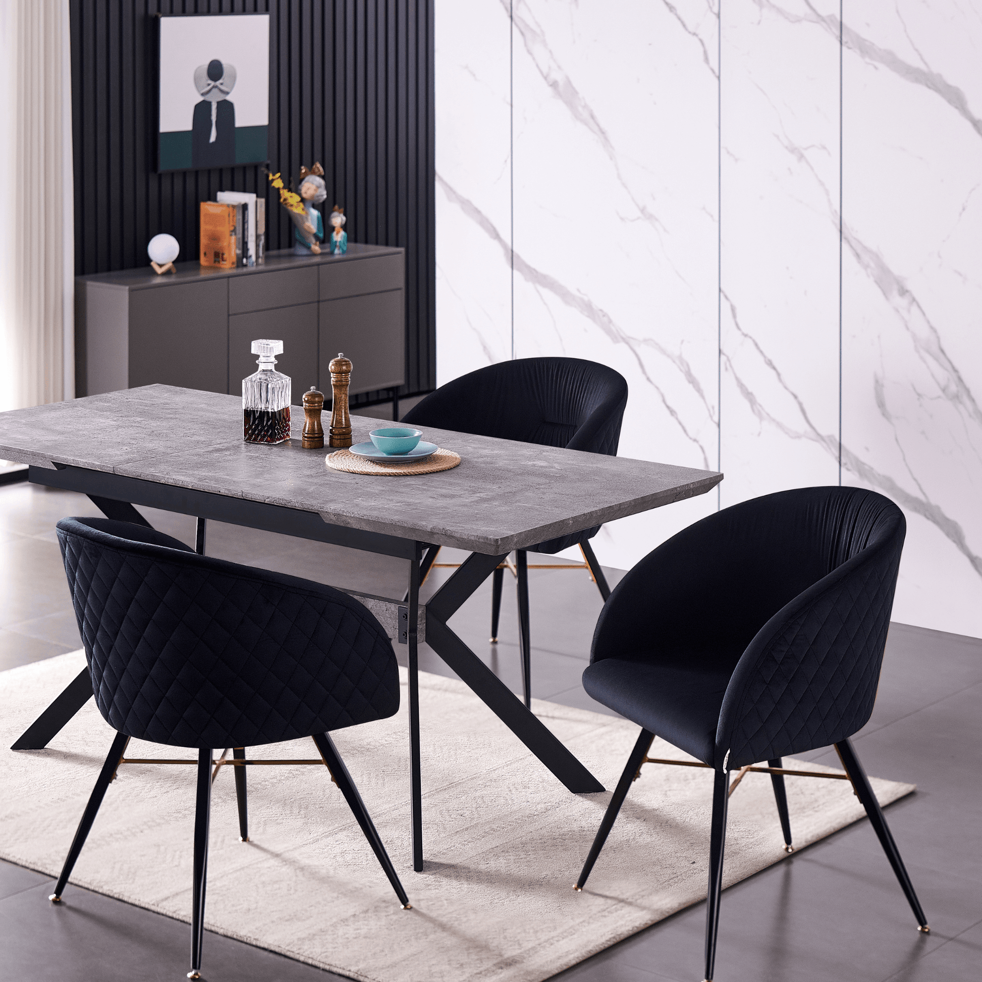 Vittorio LUX Velvet Dining Chair with Metal Legs - Perfect for Dining Room Living Room PN Home