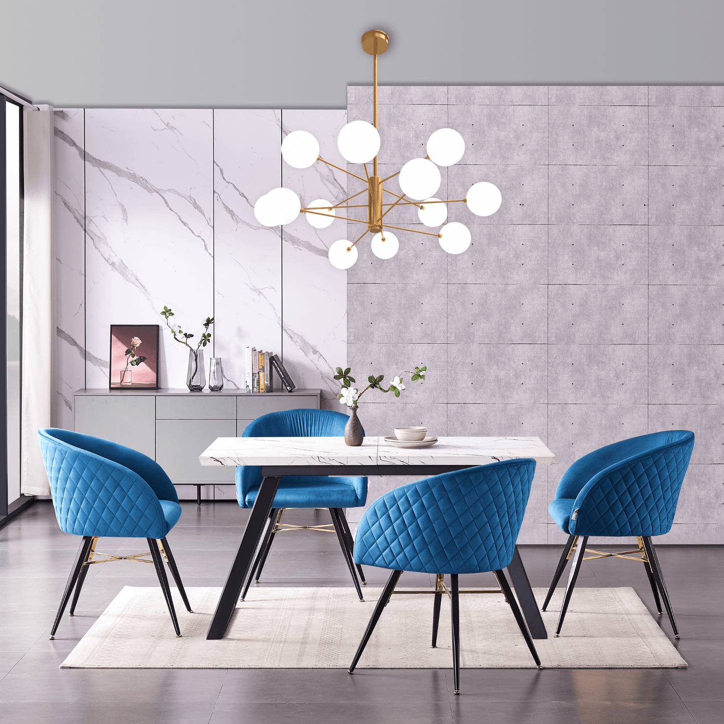 Vittorio LUX Velvet Dining Chair with Metal Legs - Perfect for Dining Room Living Room PN Home