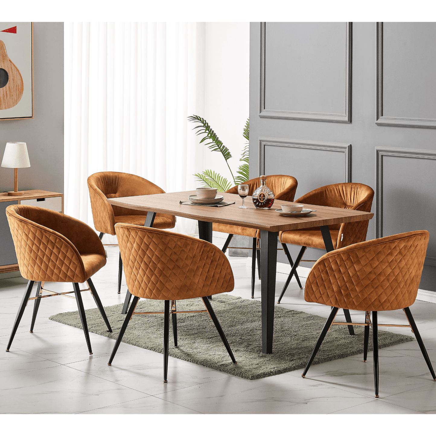 Vittorio LUX Velvet Dining Chair with Metal Legs - Perfect for Dining Room Living Room PN Home