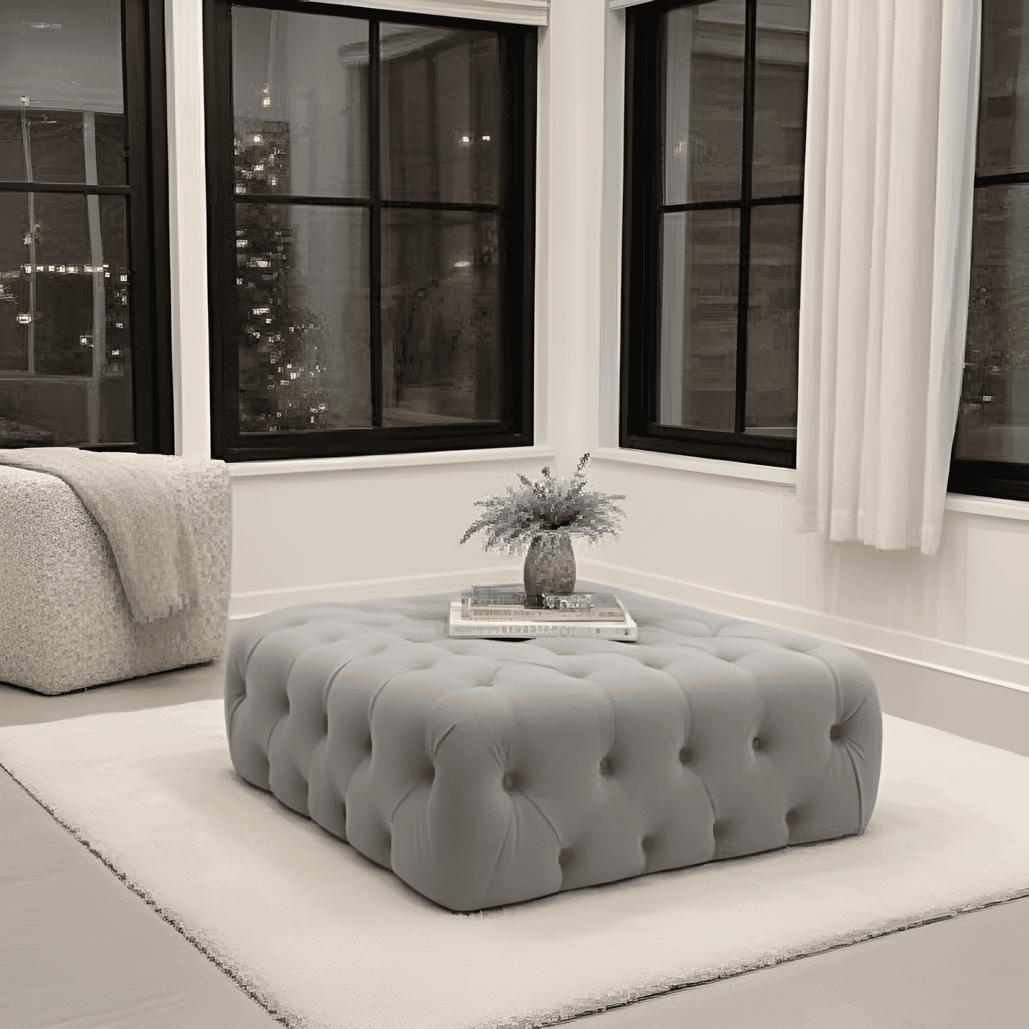 Monaco One: UK Upholstered buttoned stool UK Beds Direct ltd