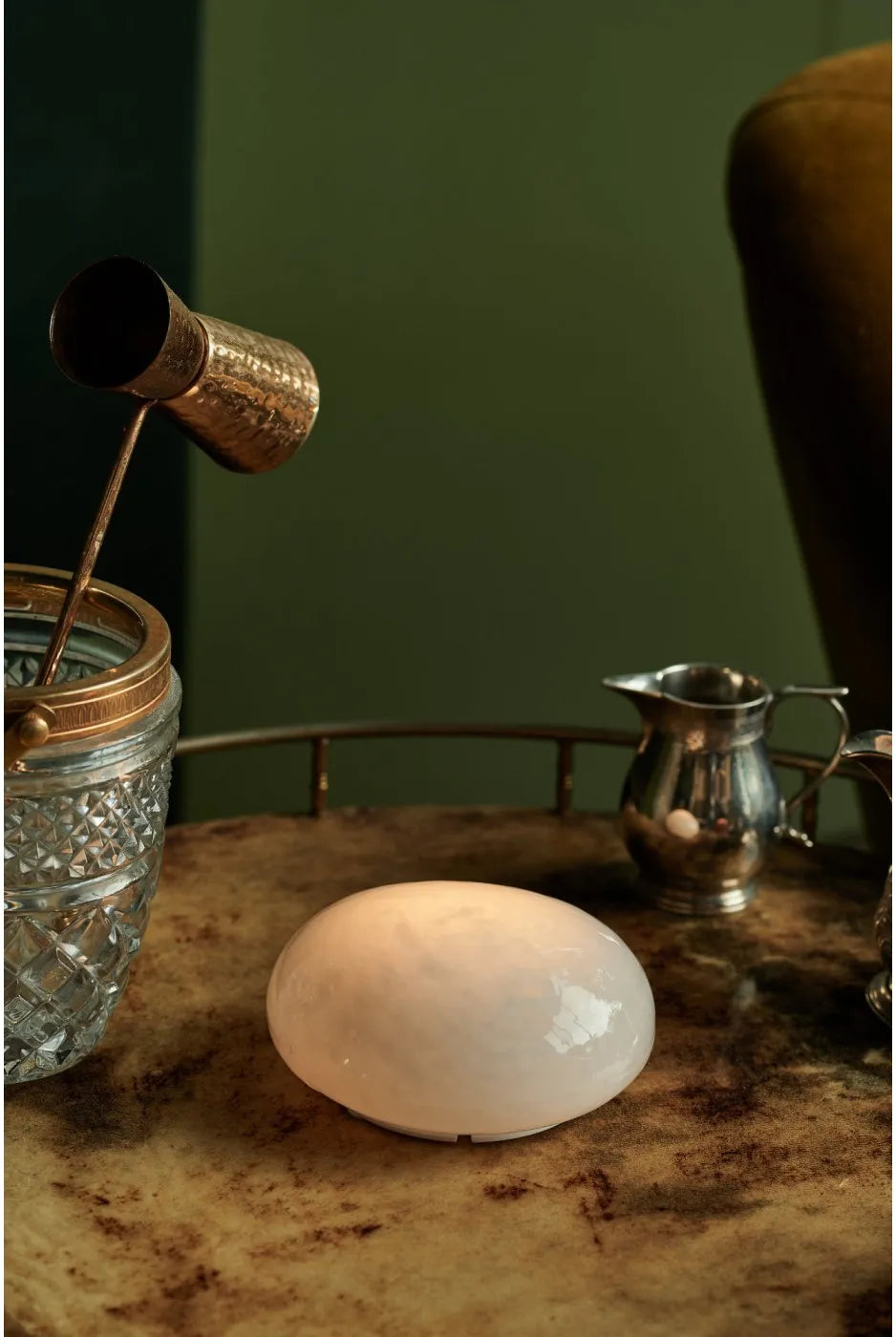 Rokka Glass Lamp Light White With Tap Sensor Adjustable Brightness 3 Warm White LEDs Rechargeable USB C Cable Included