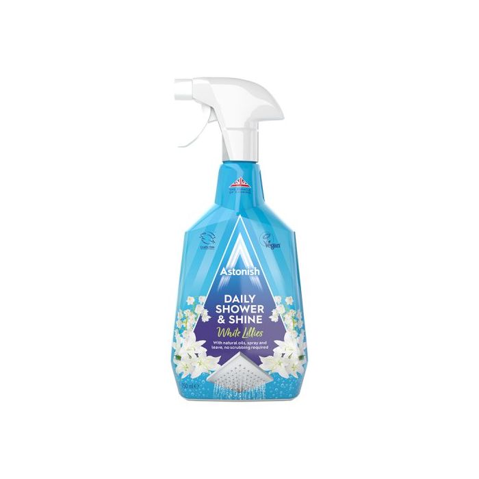 Astonish Trigger Spray 750ml Daily Shower Shine Bathroom Cleaner For Glass Tiles Sinks And Surfaces