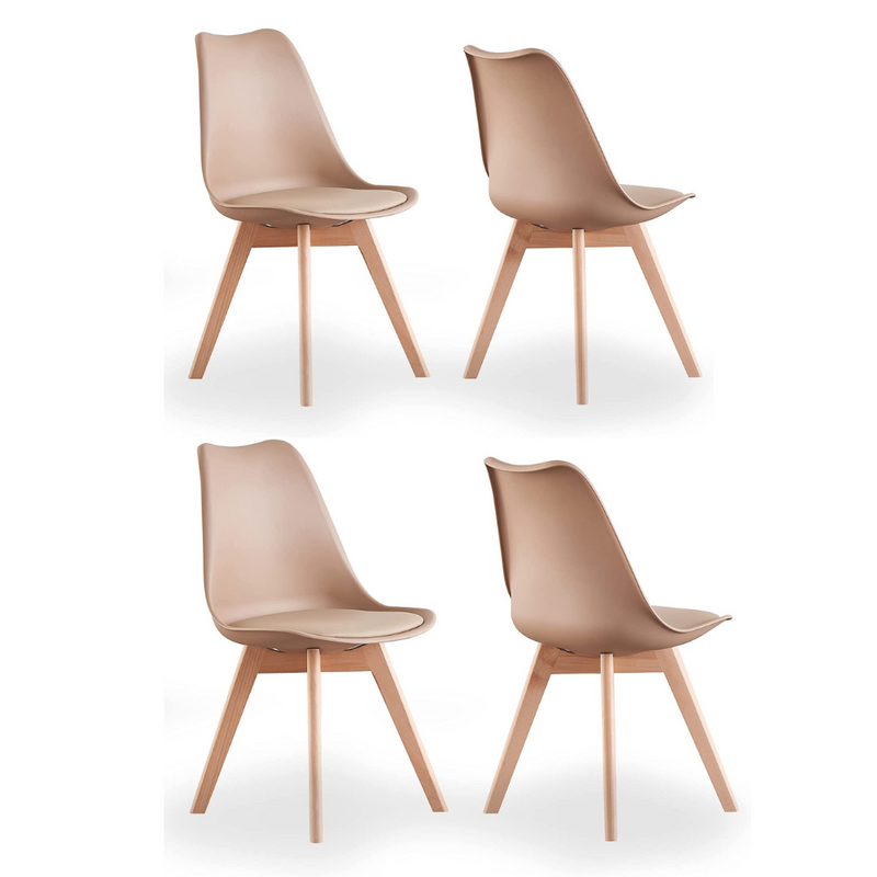 5PCs Dining Set - a Black Halo Dining Table & Set of 4 Lorenzo Tulip chairs with Padded Seat PN Home
