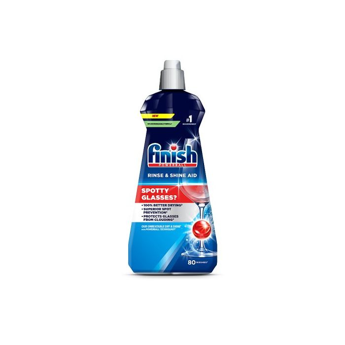 Finish Rinse Aid 400ml Original Dishwasher Rinse Aid With Powerball Technology For Superior Drying And Spot Prevention