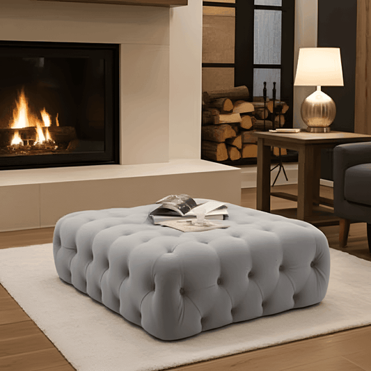 Monaco One: UK Upholstered buttoned stool UK Beds Direct ltd