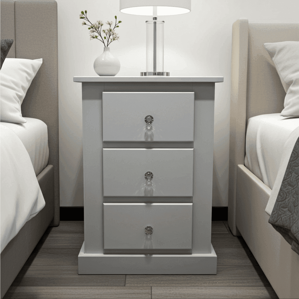 Aylesbury Mid Oak 3 Drawer Bedside Cabinet – Solid FSC-Certified Wood, Assembled UK Beds Direct ltd