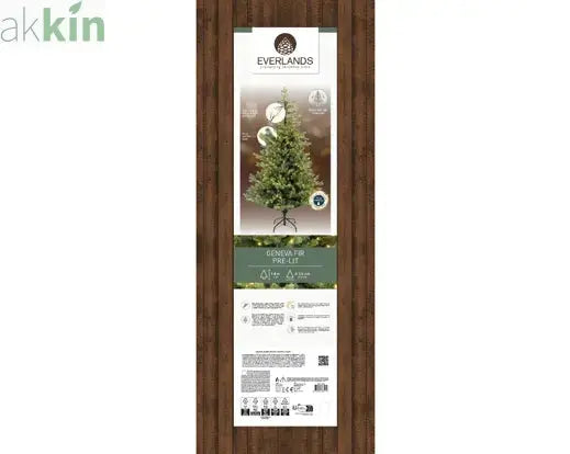 6ft 1.8m Geneva Fir GB Artificial Christmas Tree with Built In Micro LED Lights Indoor AK Kin Garden Supplies